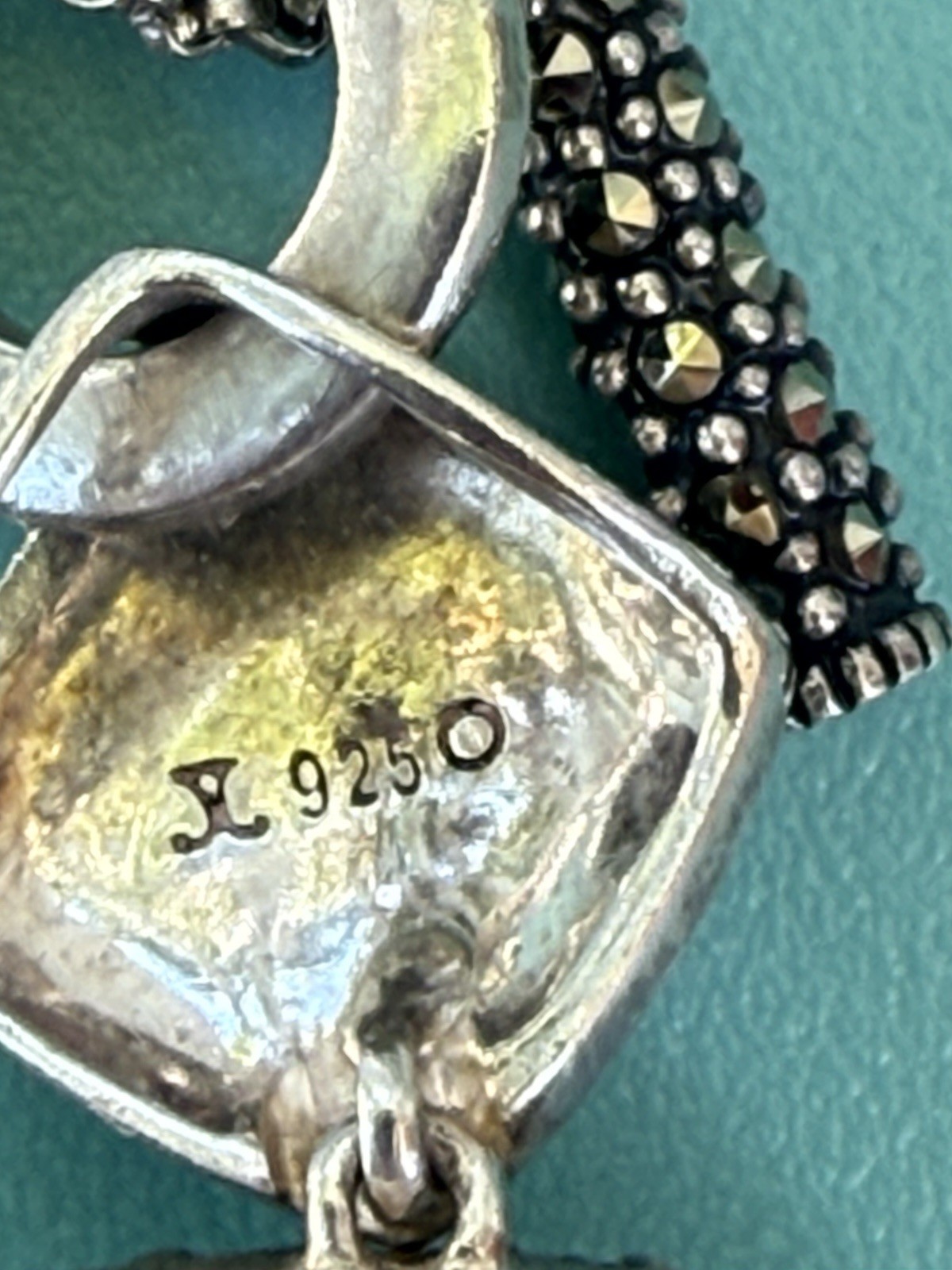 Judith Jack Silver 925 Abalone and Marcasite double strand necklace