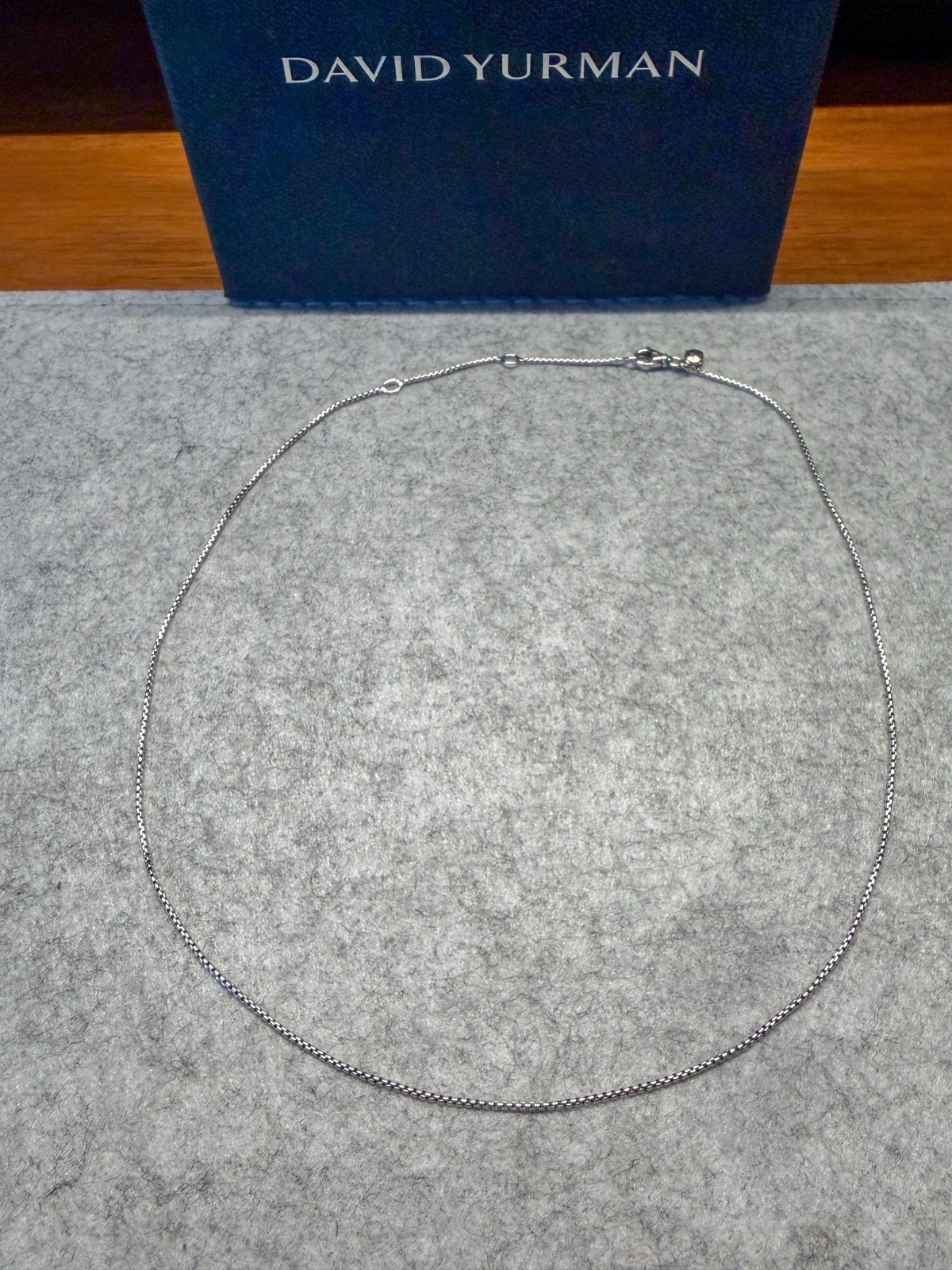 David Yurman 16”-18” Adjustable 1mm Sterling Silver Box Chain Necklace RARE
