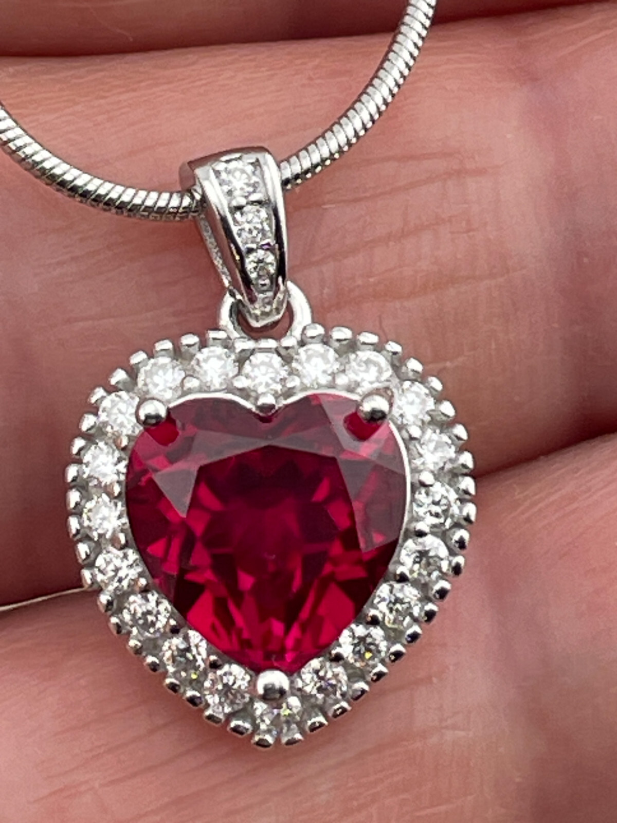3.5ct Diamond Natural Ruby Heart Pendant Fine Jewelry 40th Anniversary Birthday