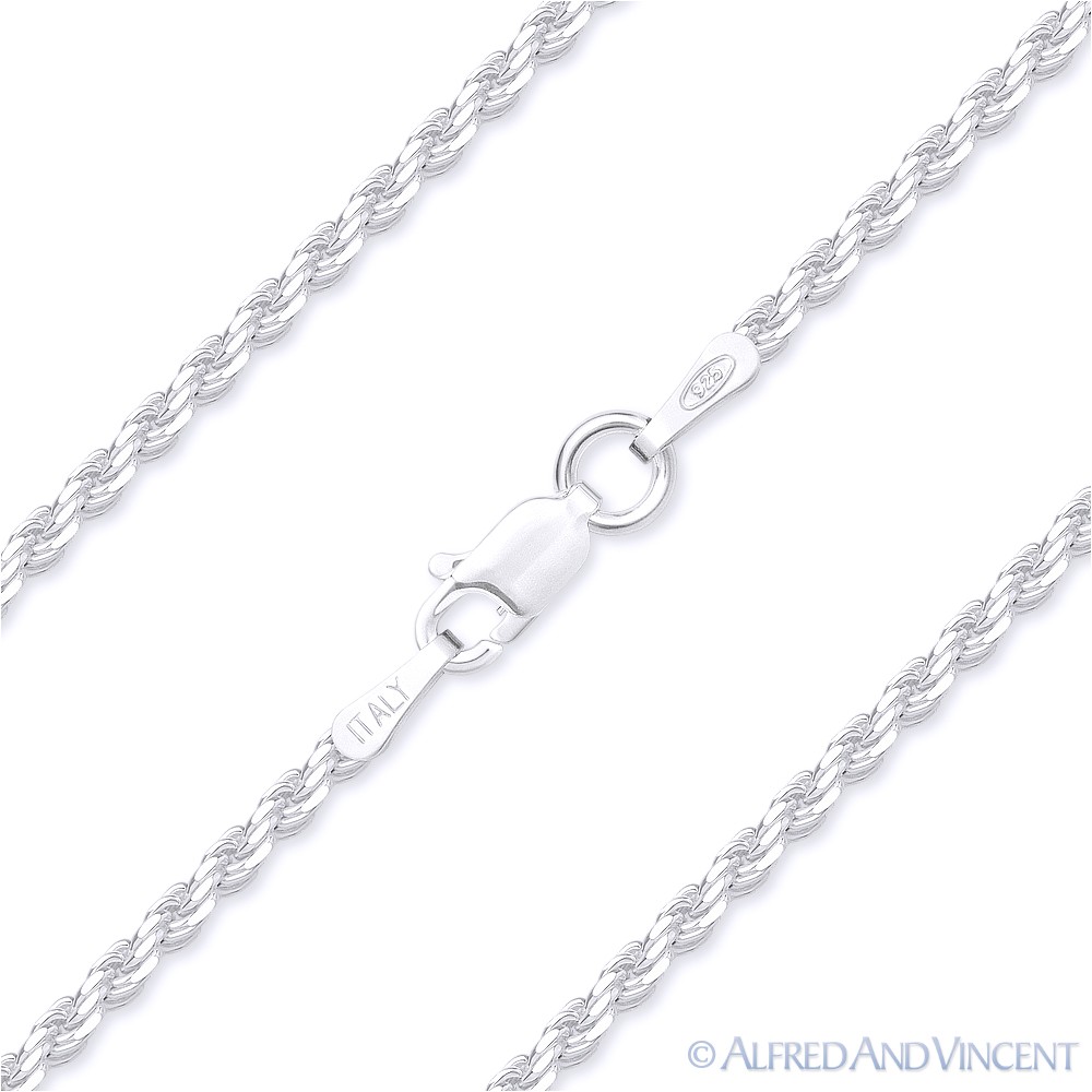 Twist-Rope 1.4mm Diamond-Cut Italian Chain Necklace in 925 Italy Sterling Silver