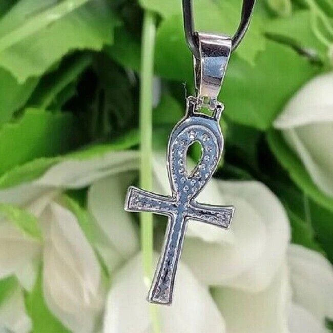 1.60Ct Round Lab Created Diamond Ankh-Cross Shape Pendant 14k White Gold Plated