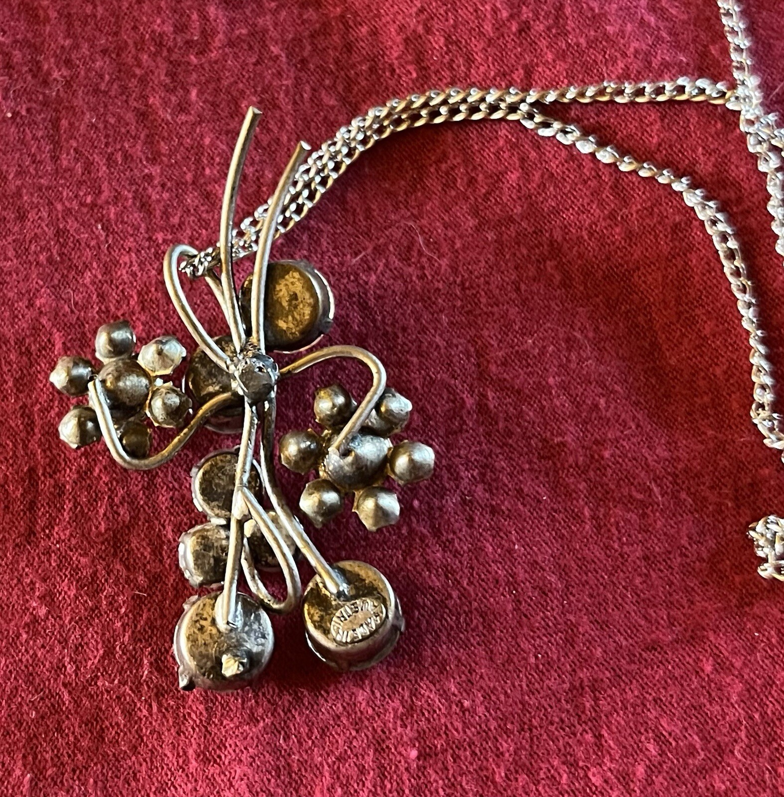 Sterling Crystal Pendant On Silver Chain Marked Australia