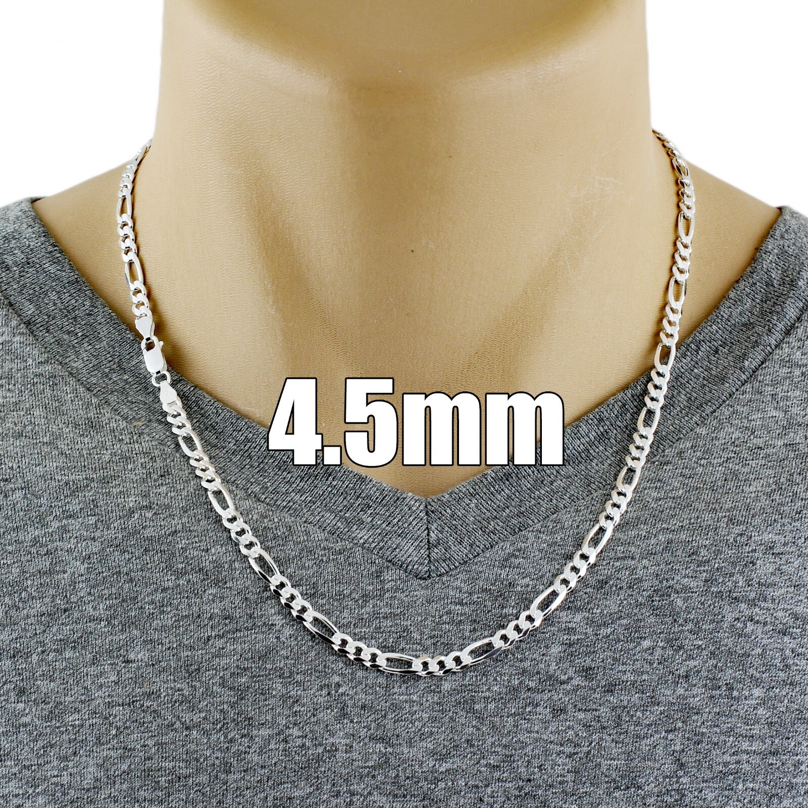 925 Sterling Silver Solid Heavy Figaro Chain Necklace-All Widths & Lengths-Italy