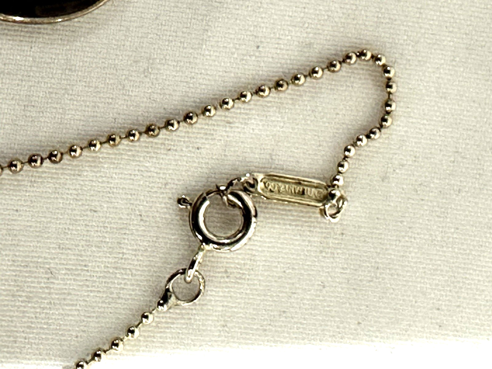 TIFFANY & CO INITIAL “L” DISC NECKLACE WITH BALL CHAIN AND POUCH