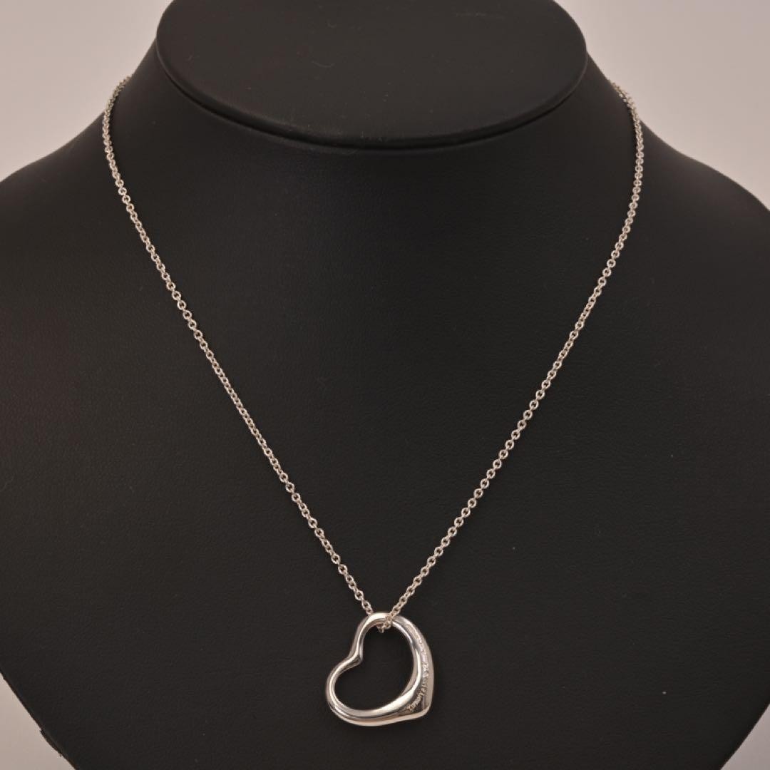 Tiffany & Co. Open Heart Necklace Silver 925 Women Used B Open Heart Design
