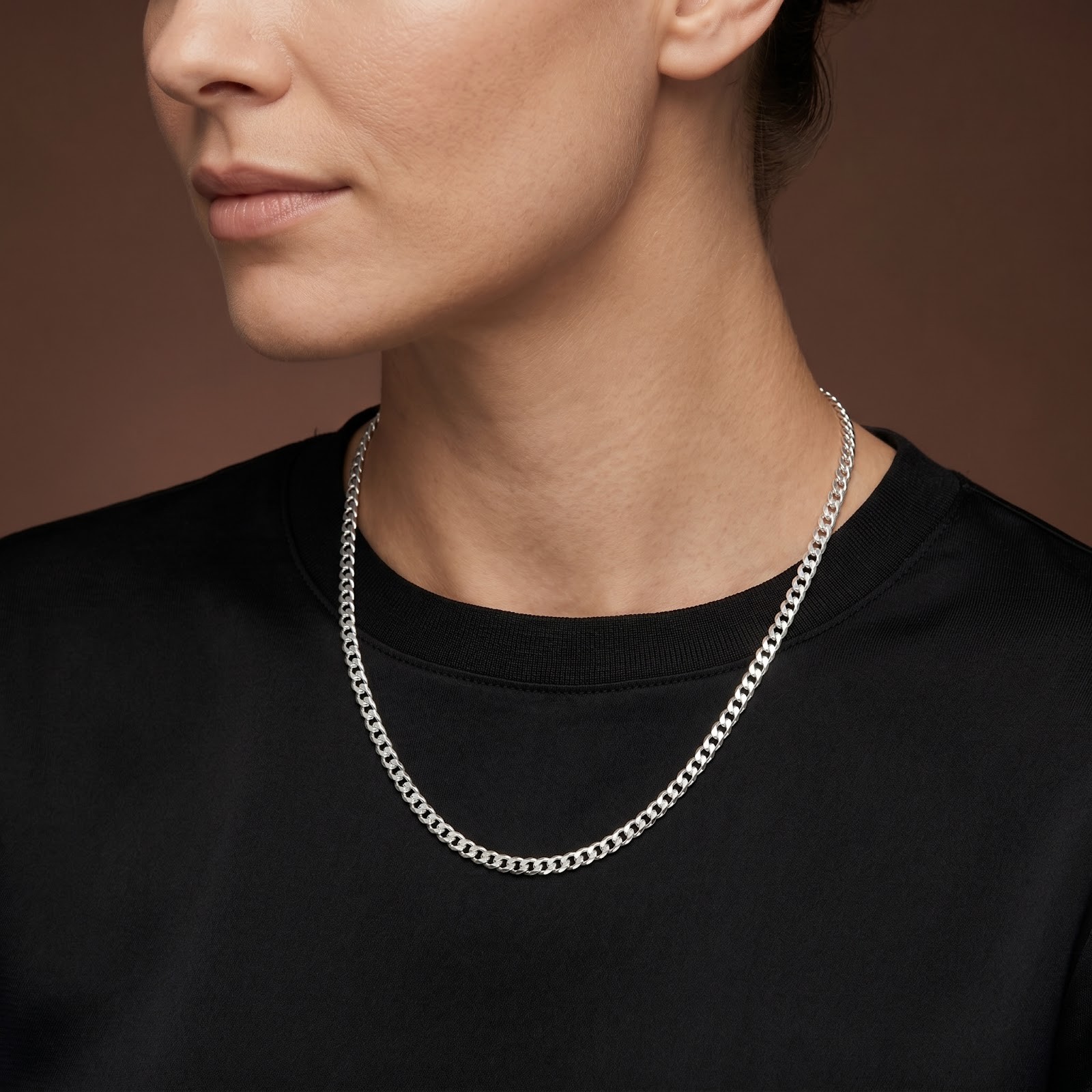 925 Sterling Silver Curb Chain Necklace – 3mm