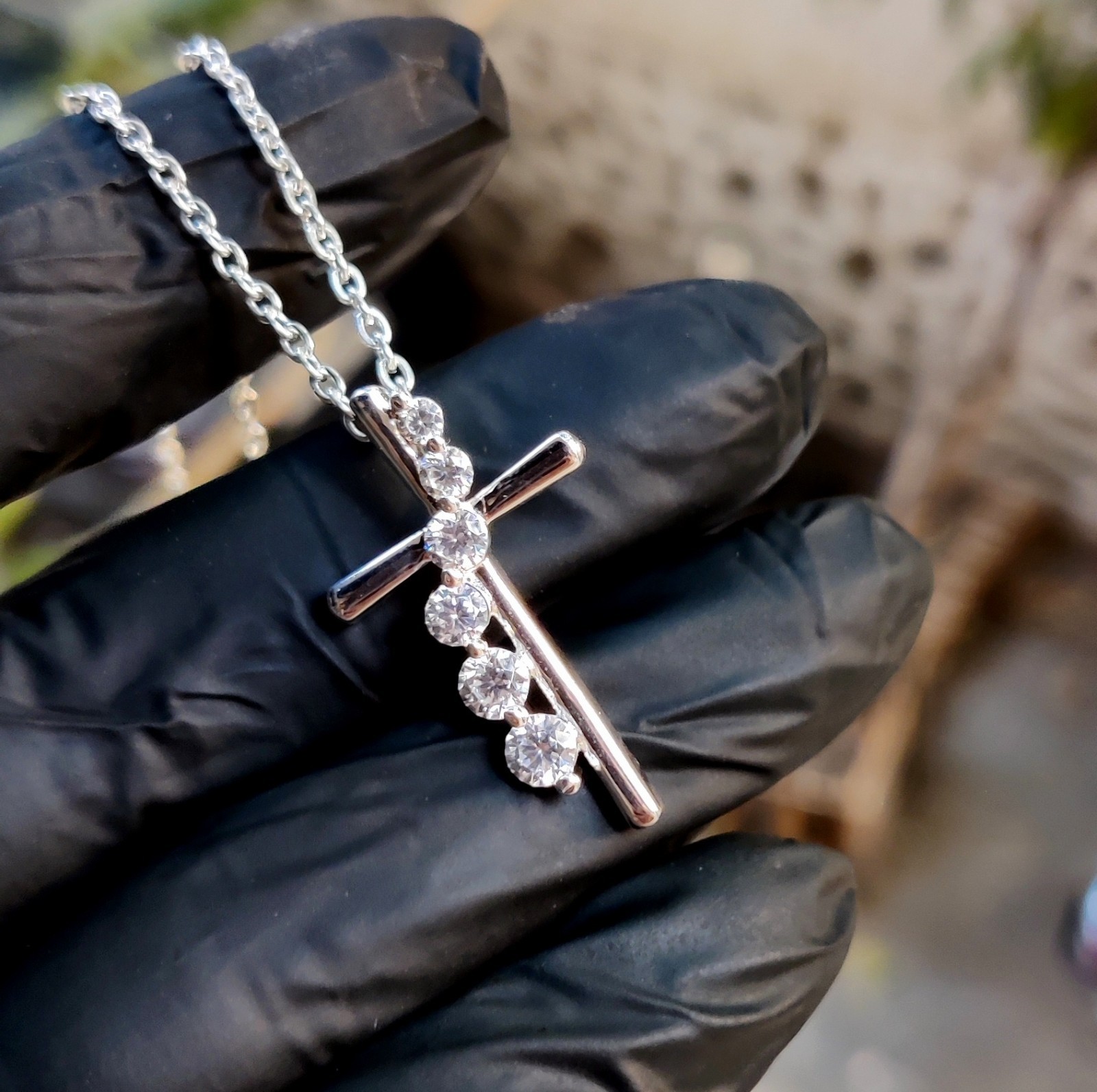 2Ct Round Natural Moissanite Jesus Cross Pendant 14K White Gold Plated Silver