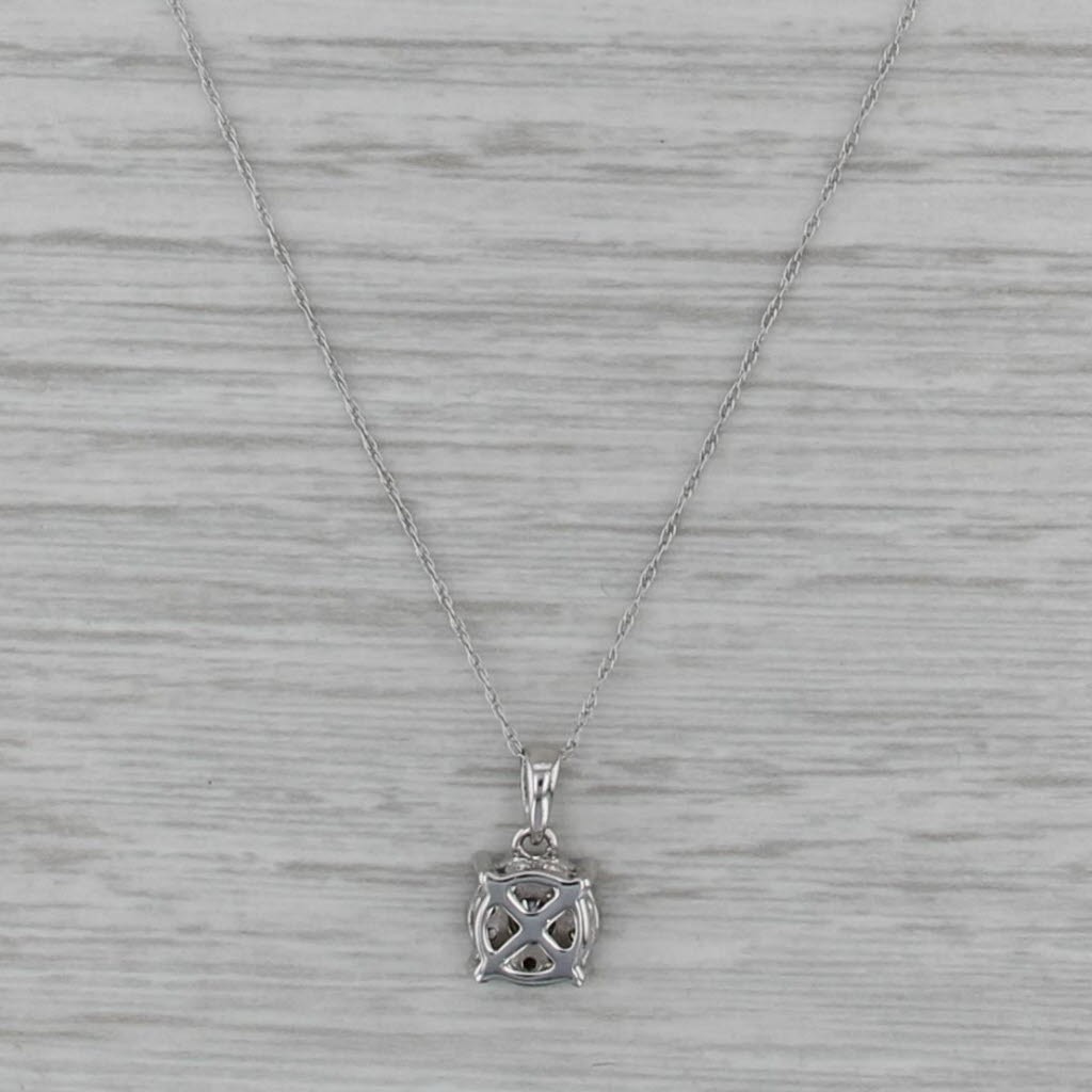 0.20ctw Diamond Halo Pendant Necklace 10k White Gold 20.25″ Rope Chain