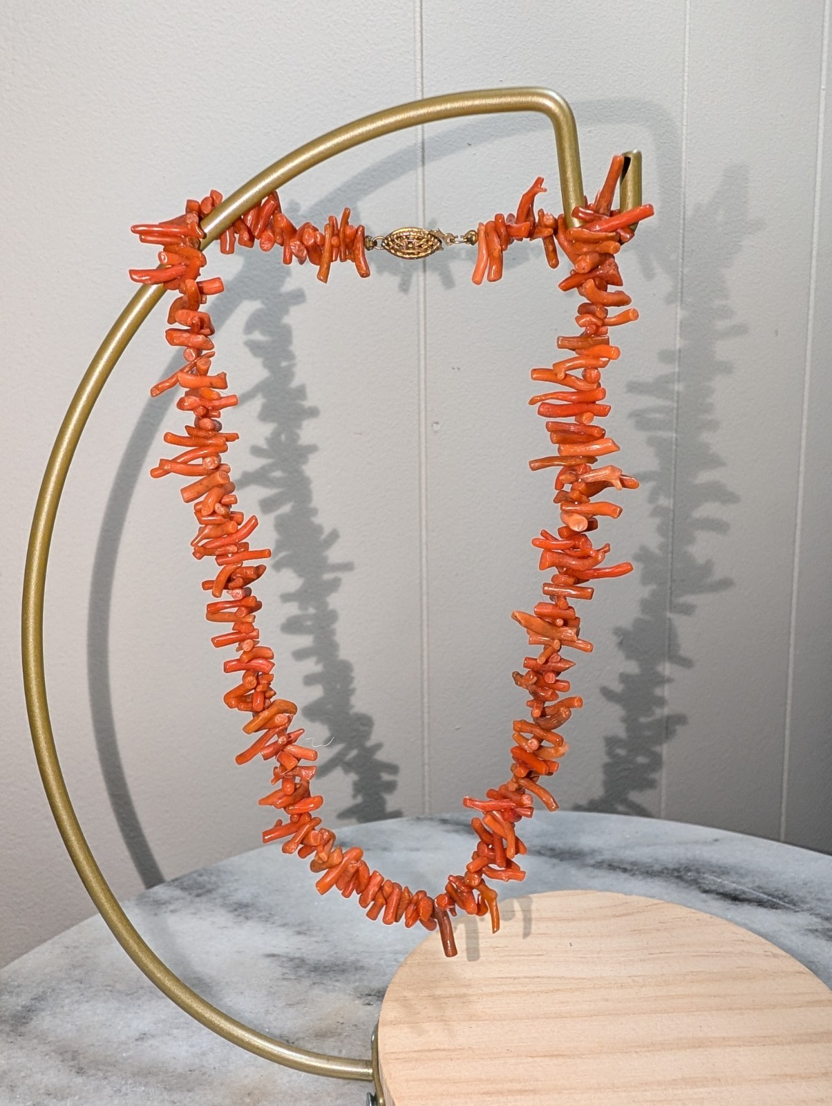 Natural Coral Choker Necklace 15″