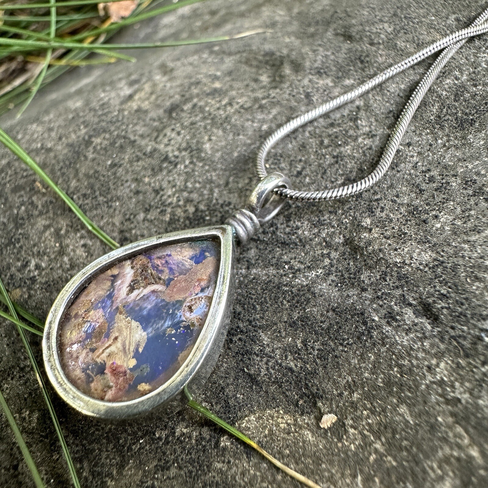 Natural Australian Boulder Opal Pendant Sterling Silver Necklace Micky Roof