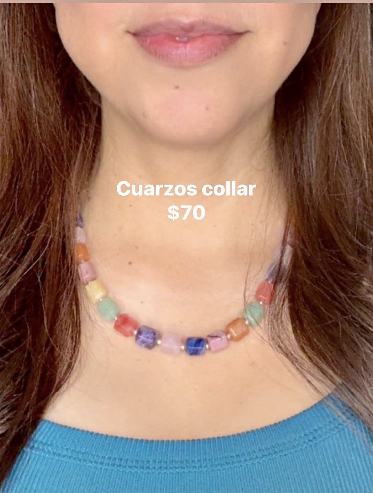 Multicolor Quartz Cube Beaded Statement Necklace w/ Assorted Gemstones