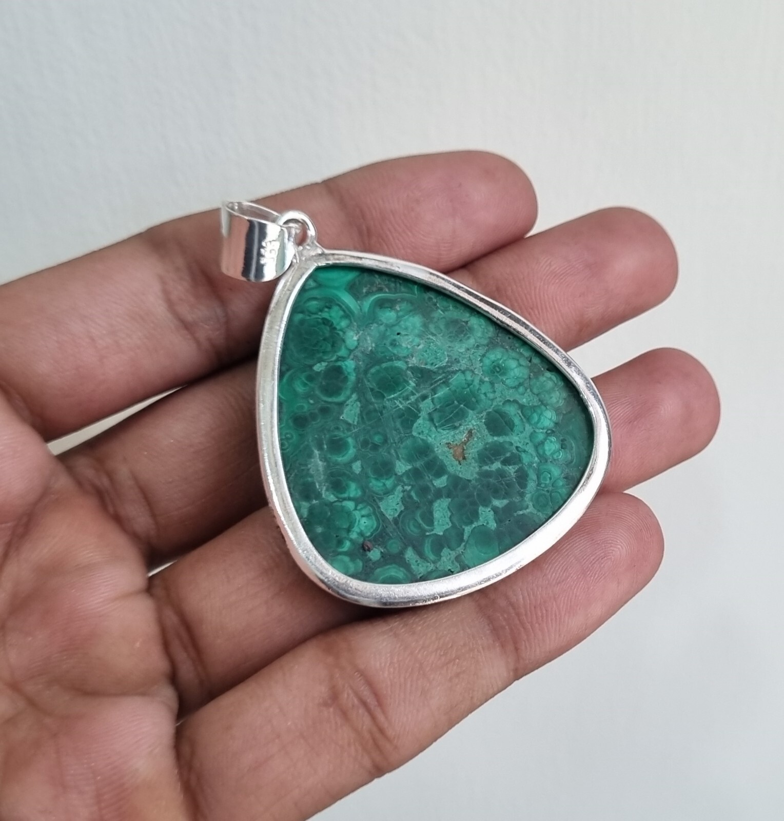 Malachite Gemstone Pendant 925 Sterling Silver Handmade Fancy Gift PG1050
