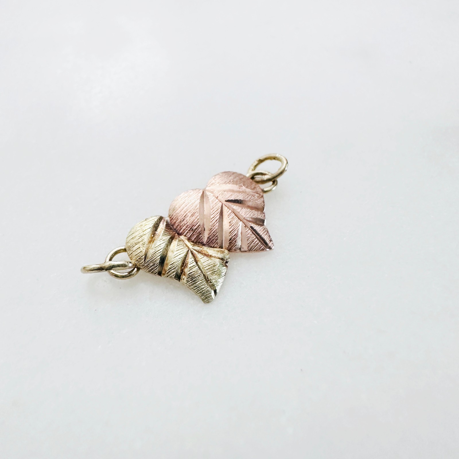 Solid 10K Multi-Tone Gold Black Hills Leaf Slider Pendant / Bracelet Attachment
