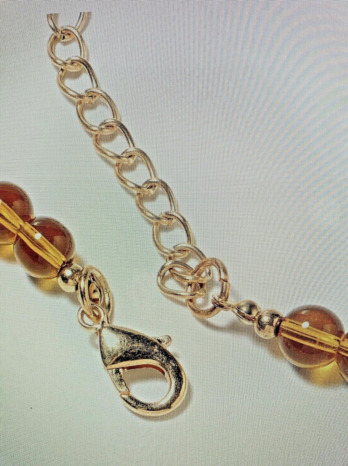 200 CTW Brazilian Citrine yellow Quartzite Beaded necklace 30 to 32 in Goldtone