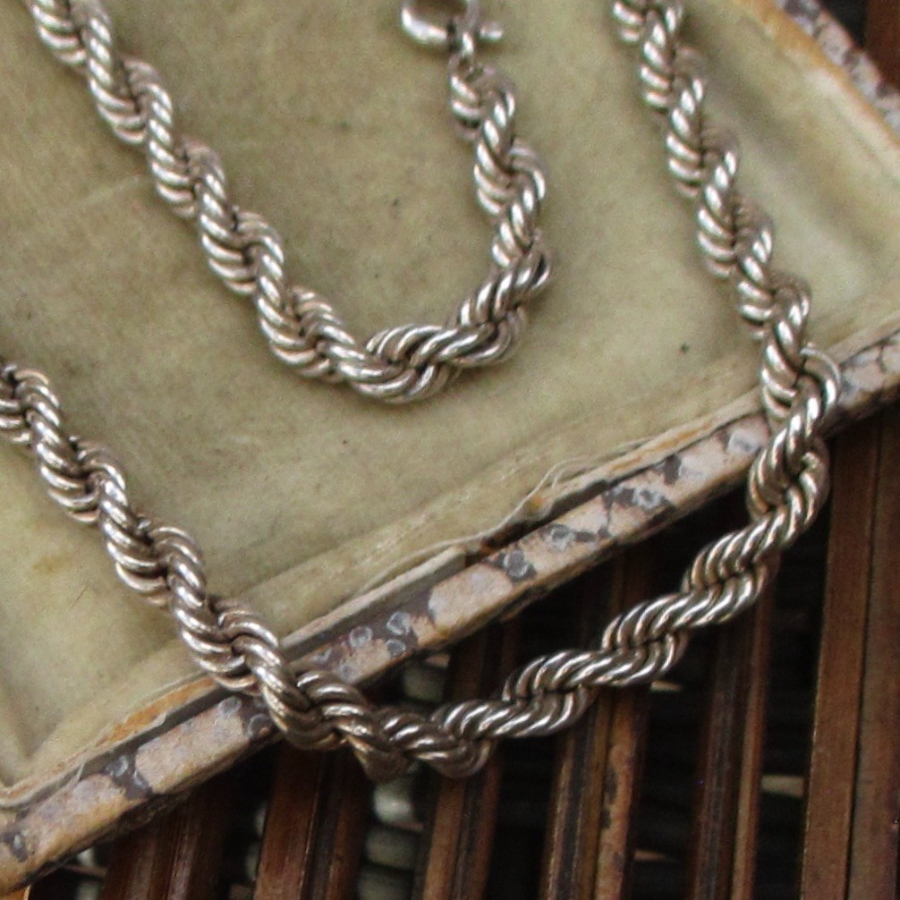 925 Vintage Sterling Silver Unoaerre rope link chain 1985 full hallmark 16.5”