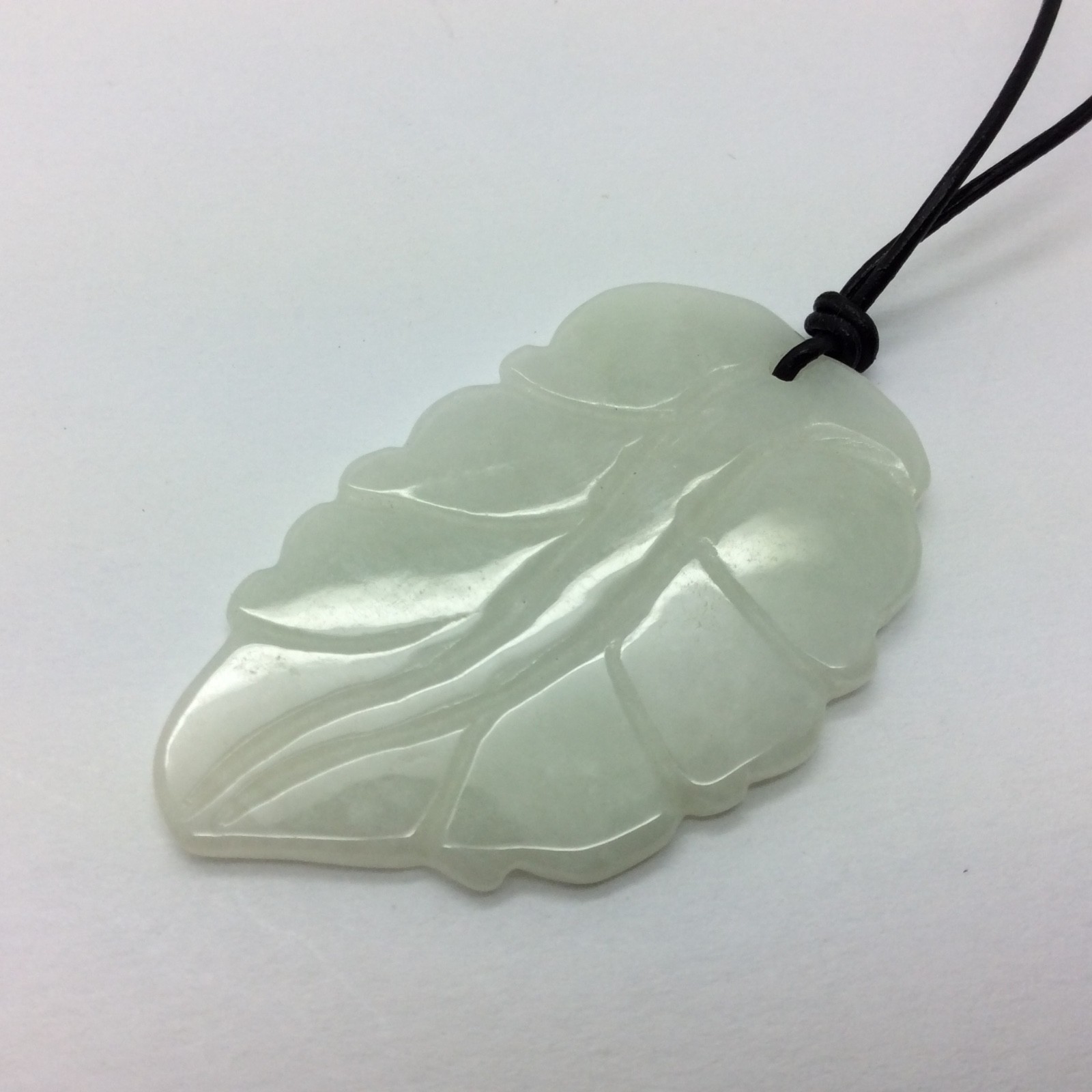Burmese Jade Leaf Pendant Light Green Jadeite Jade Stone Necklace Burma Myanmar