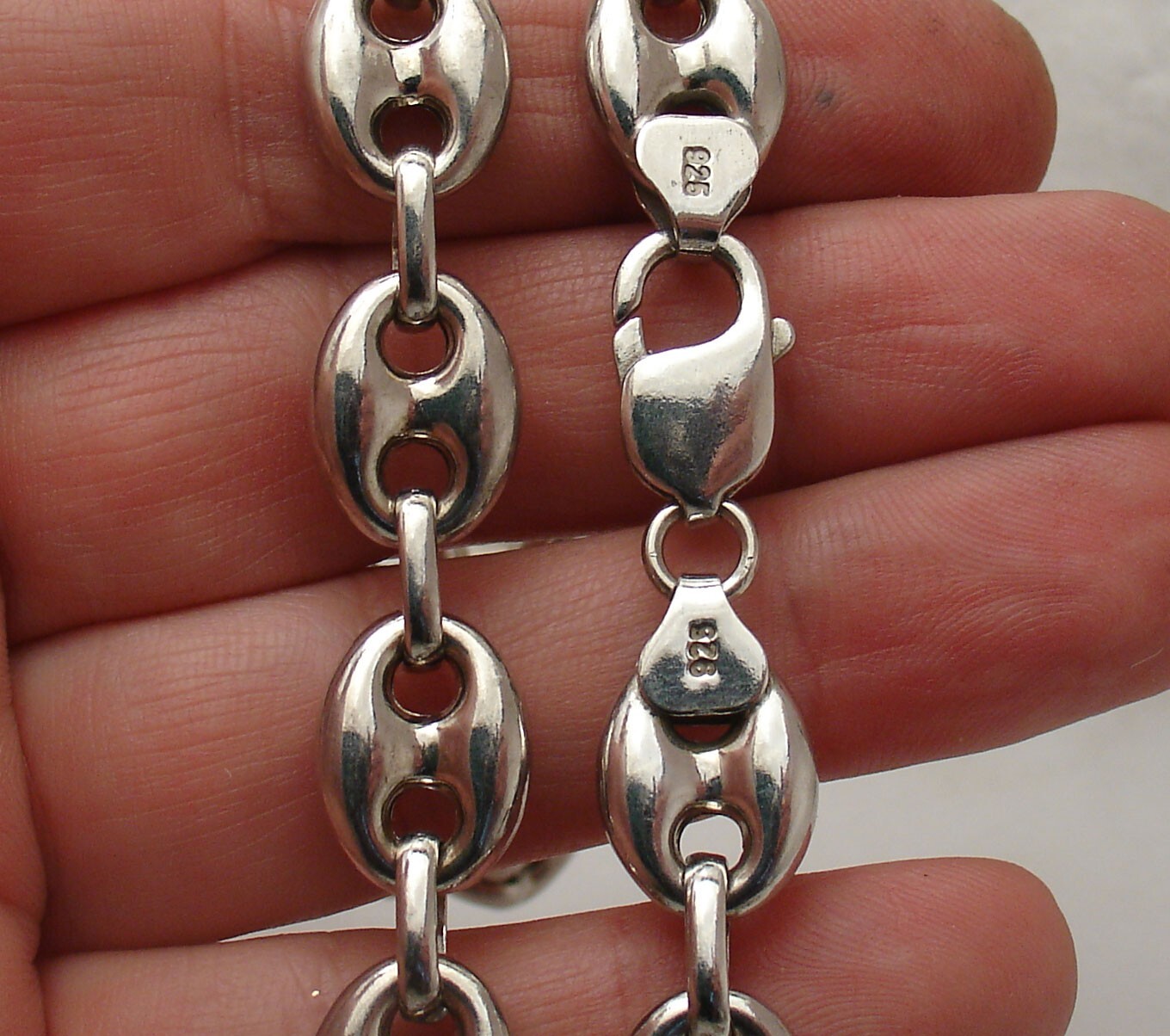 12mm Puffed Mariner Anchor Link Chain Necklace Anti-Tarnish Real Sterling Silver