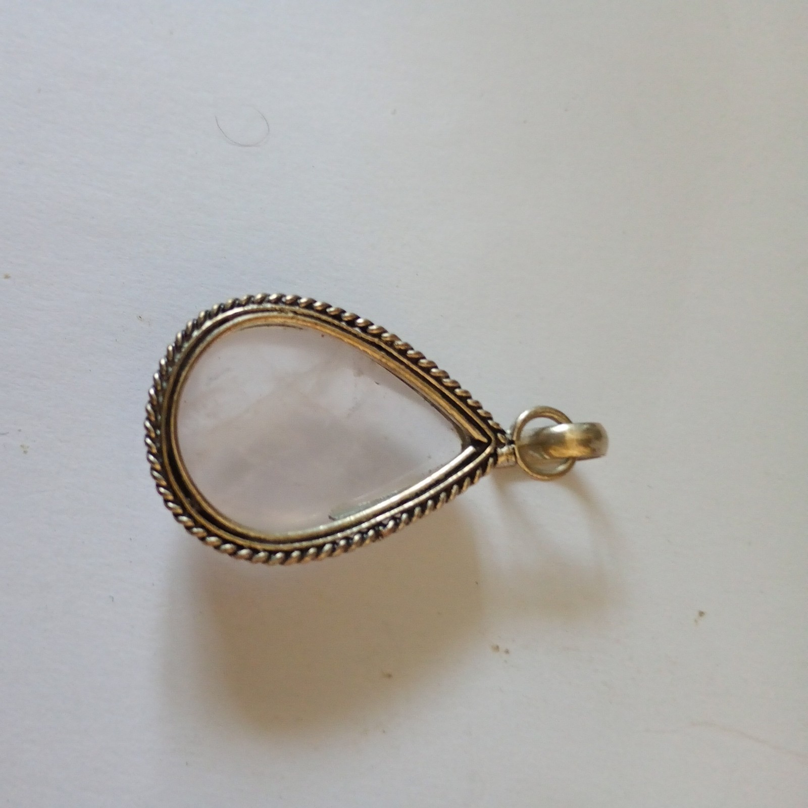 Large Rose Quartz pear shaped, Silver Pendant