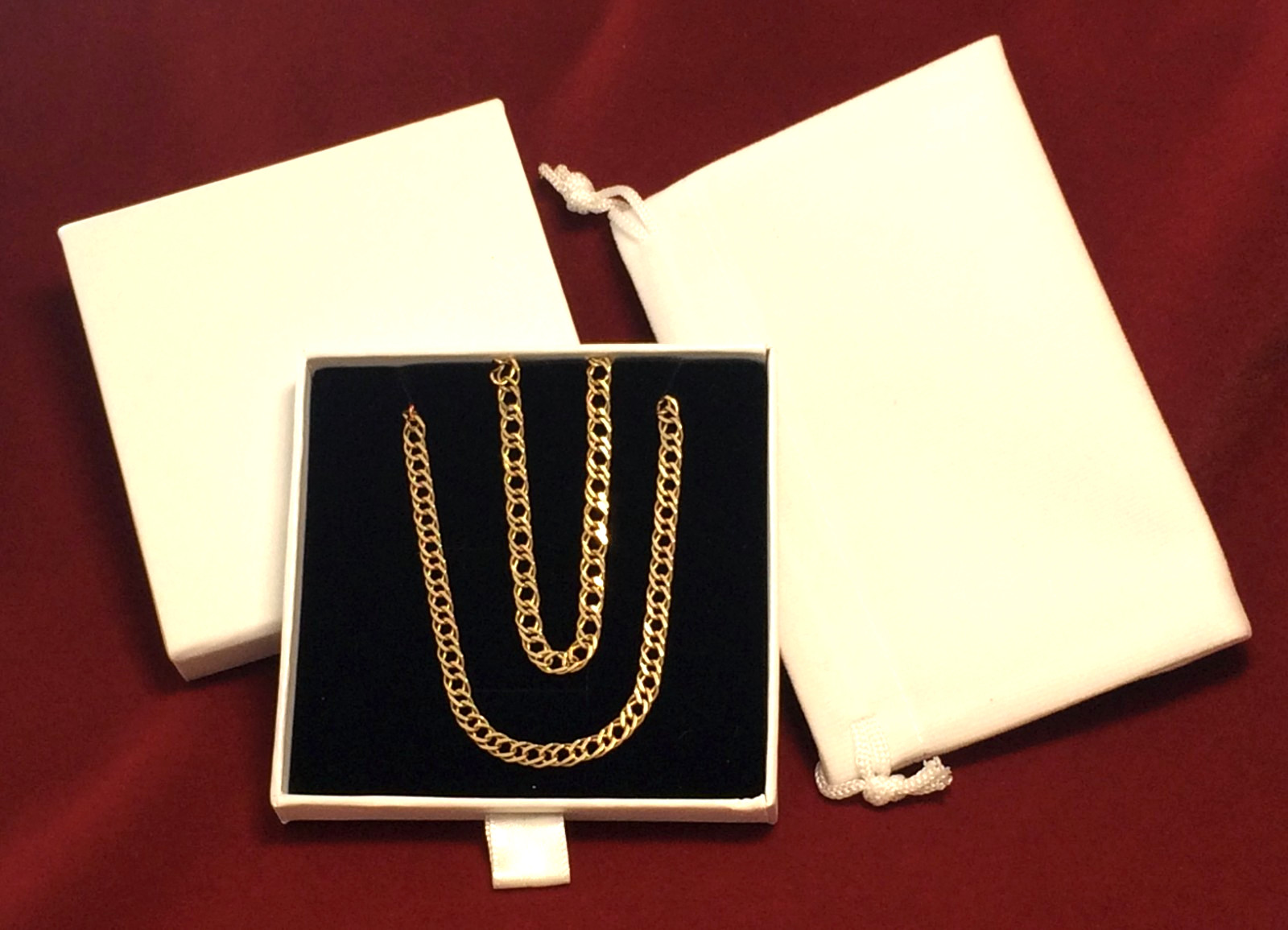 9ct Solid Gold Double Curb Chain 20″ & 7″ Bracelet. Italy. Width 5mm/Wgt 10.17gm
