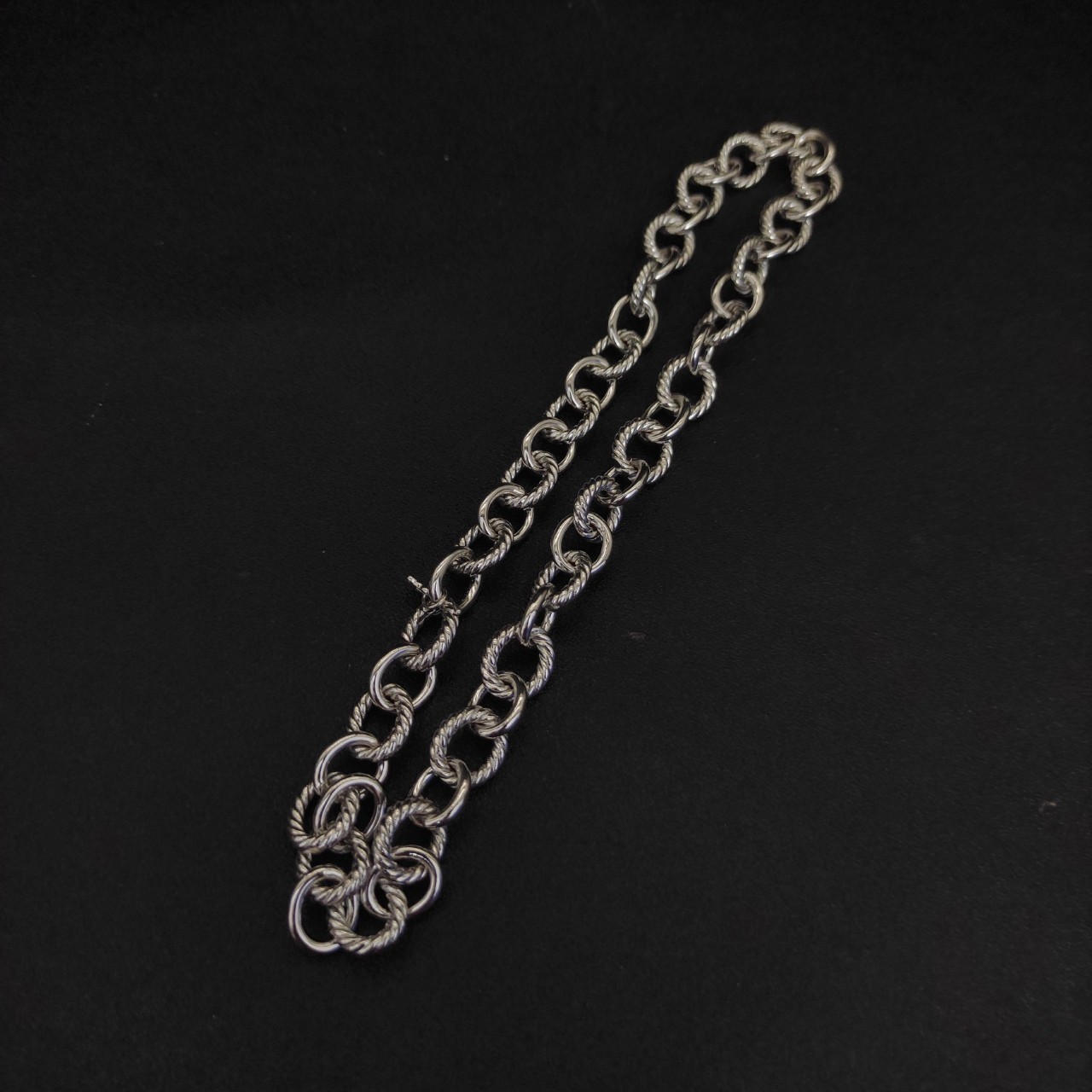 David Yurman Cable Link Oval Necklace 925 Silver Twisted Cable Wire 19.6IN