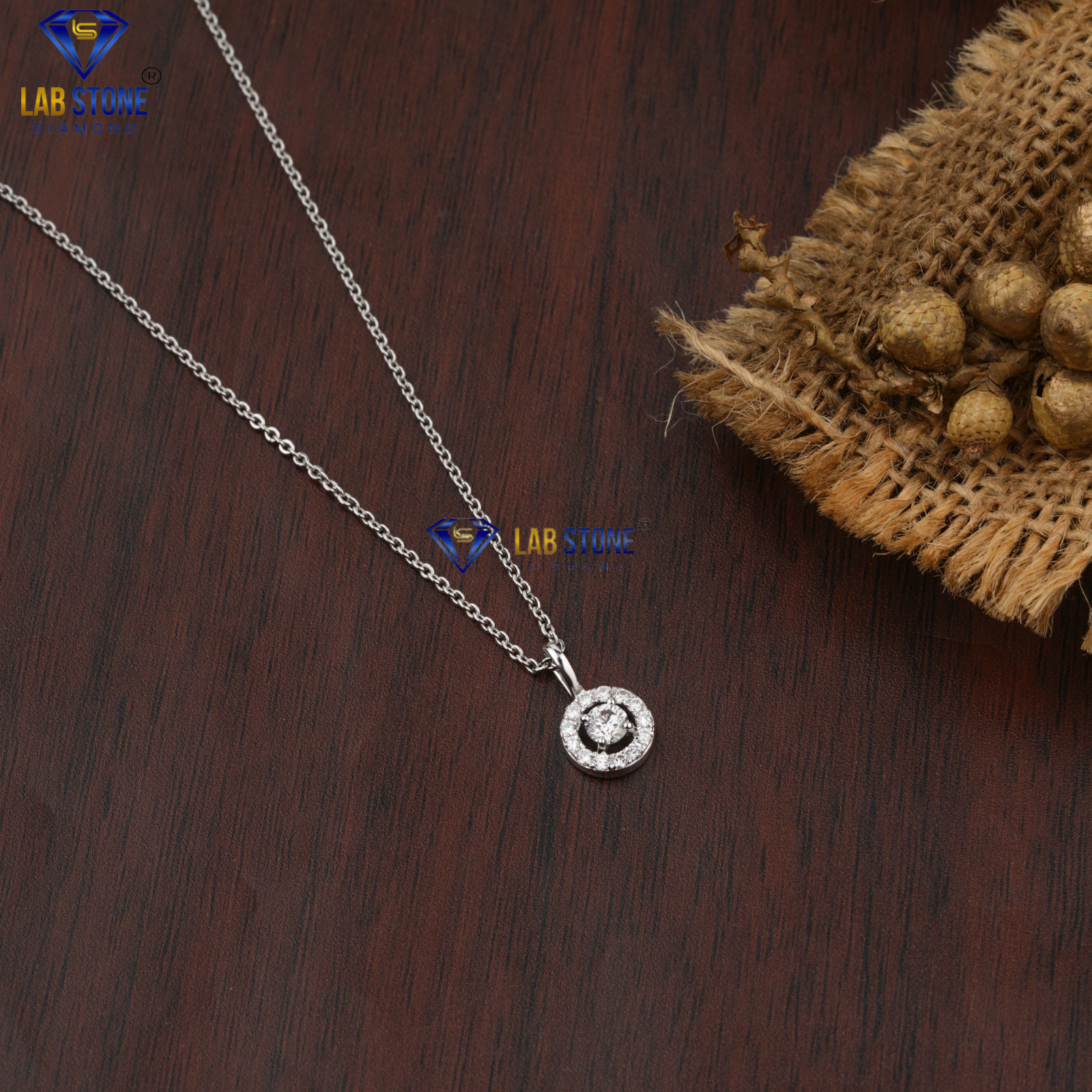 0.31 TDW Round Lab Grown Diamond Stylish Pendant 18k White Gold