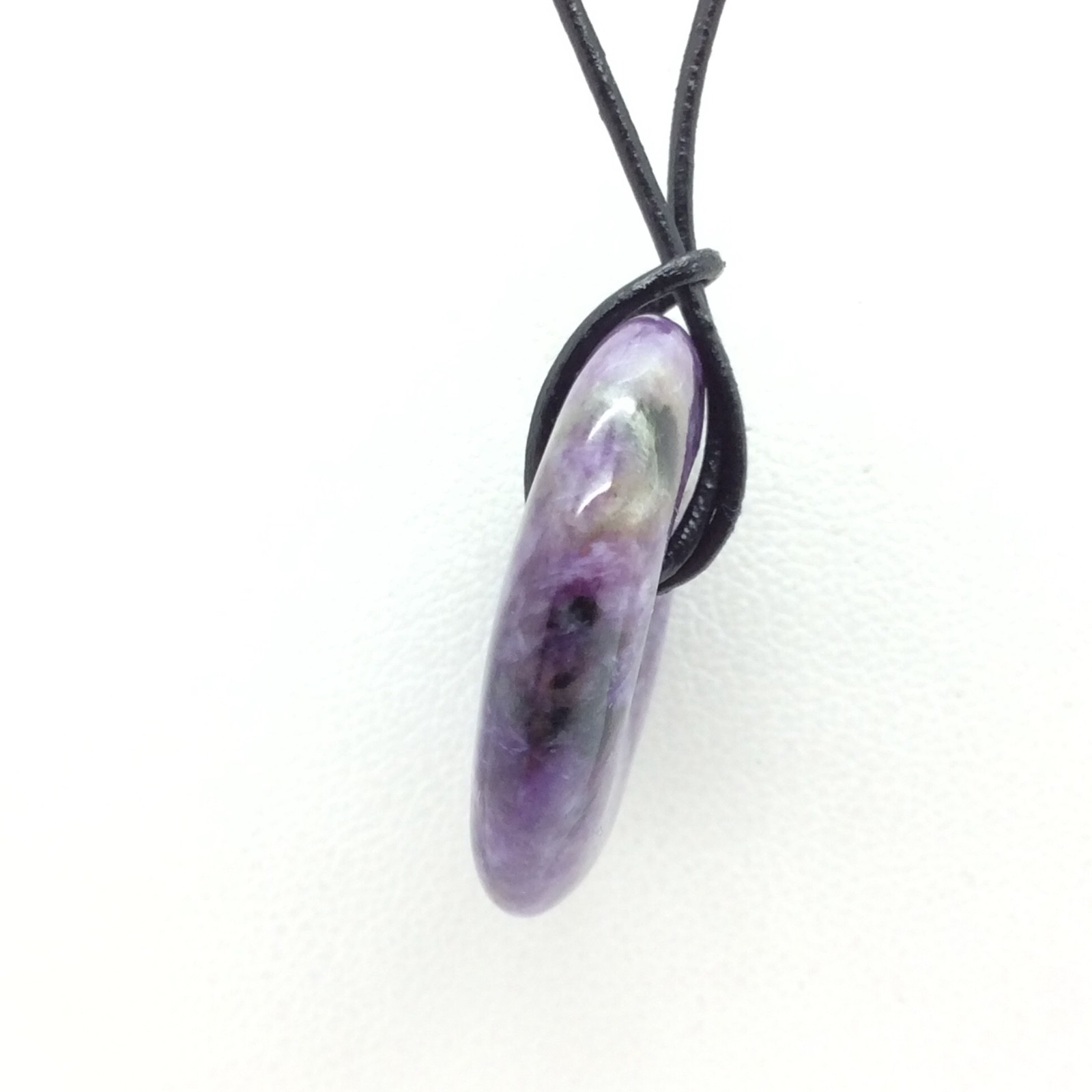 Charoite Bi Disk Pendant Purple Circle Gem Stone Necklace Siberia 25mm #5