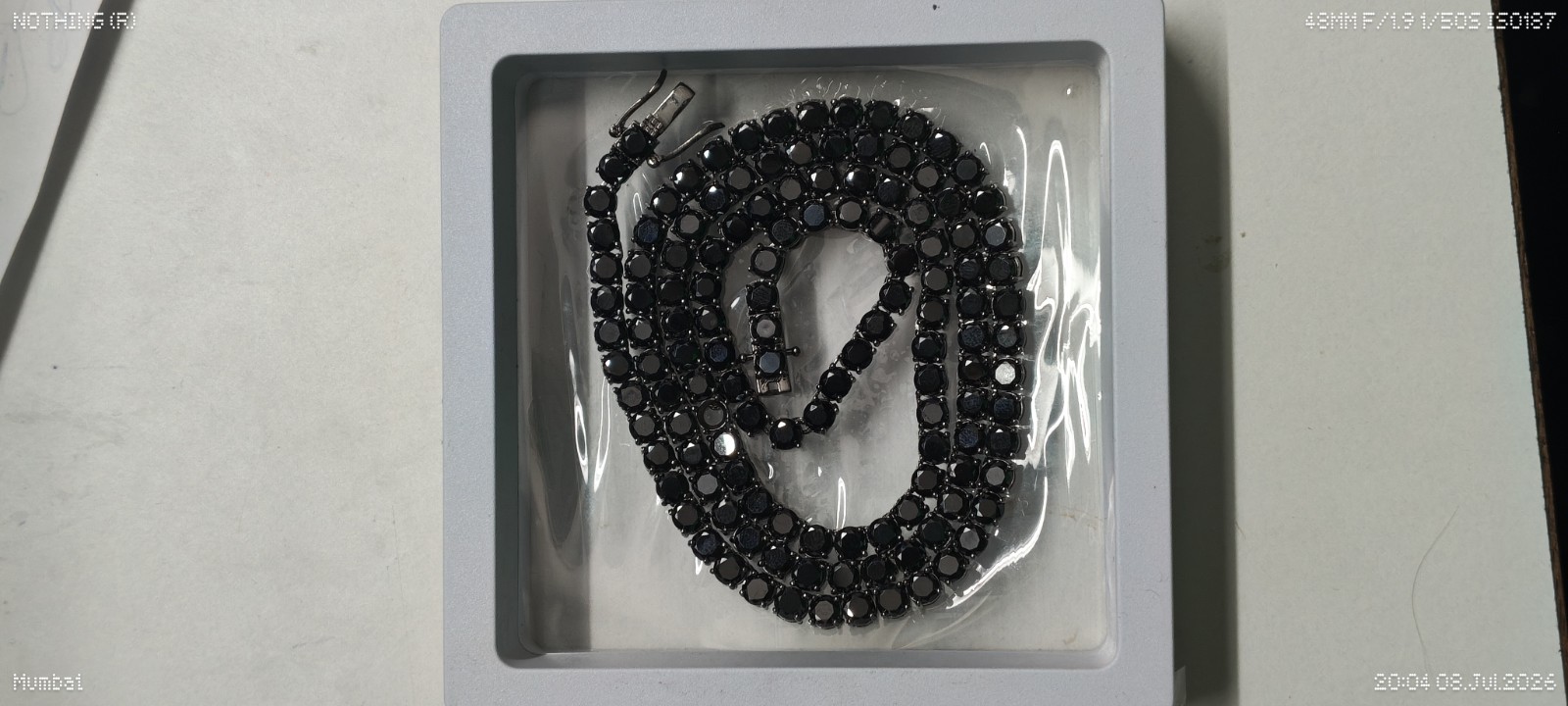 25Ct Black Round Cut Lab-Created Diamond Tennis Necklace 14K Black Gold Plated