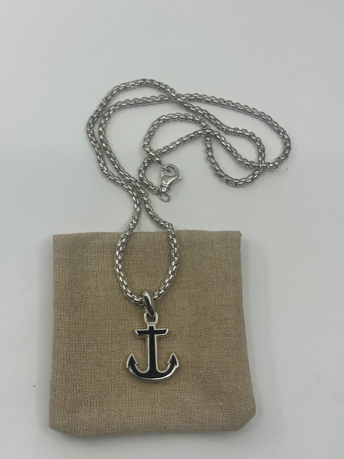Silver David Yurman Sterling Silver Maritime Anchor Pendant Amulet Necklace