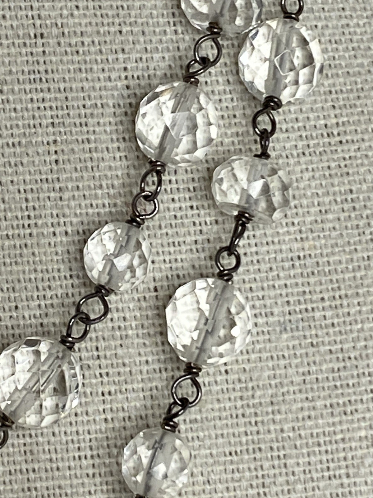 Silpada Necklace Sterling Silver Faceted Glass Beaded Lariat Signed Long 36”