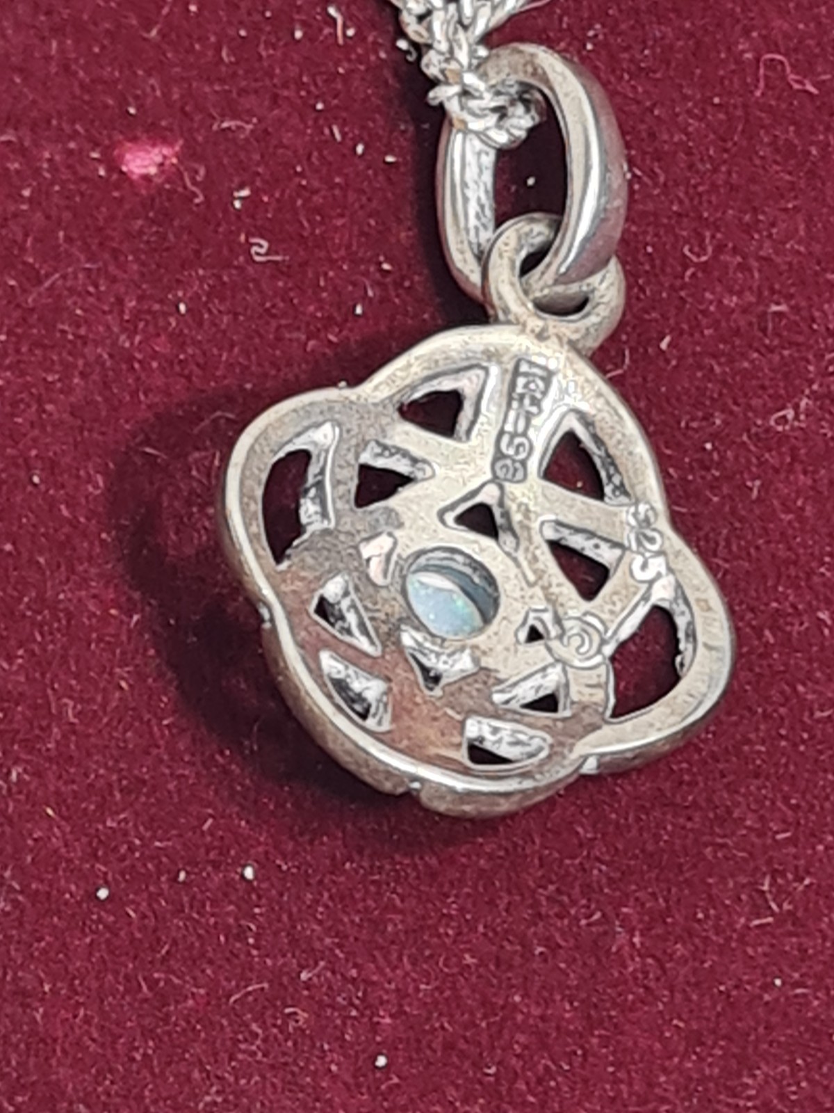 Past Times Celtic Opal Birthstone Pendant & Sterling Silver 40 cm Chain