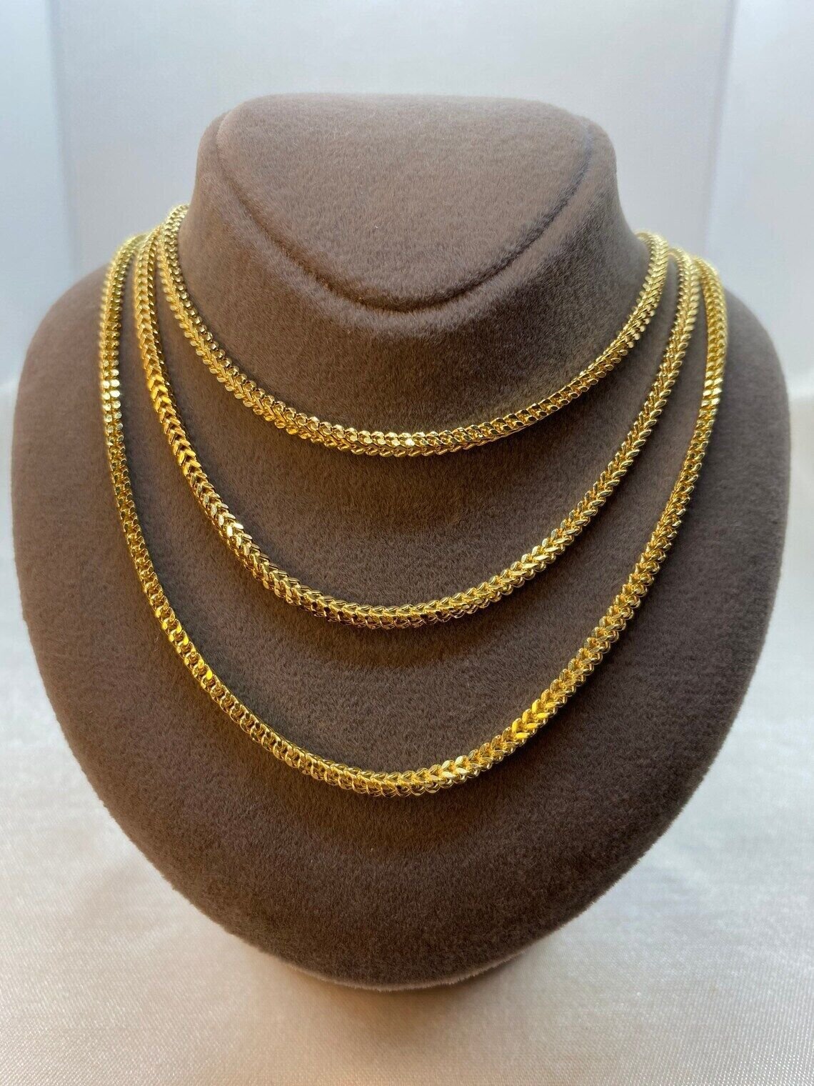 14k Yellow Gold Plated Over 925 Sterling Silver Franco Chain 2.5mm – All Sizes
