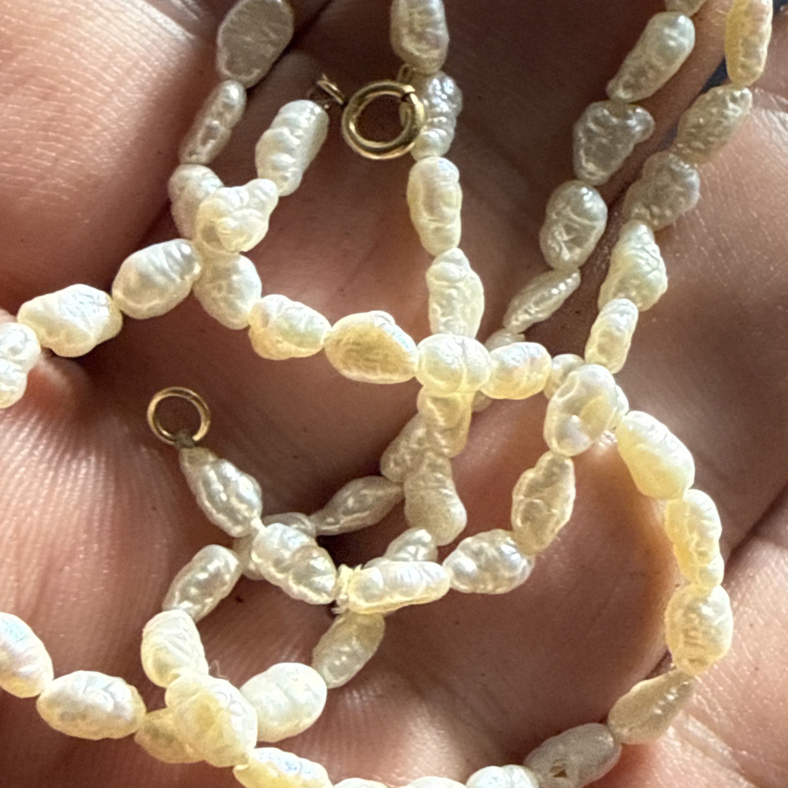 Necklace 14k Gold Cultured Rice Pearl 17” Unused Old Stock Vintage