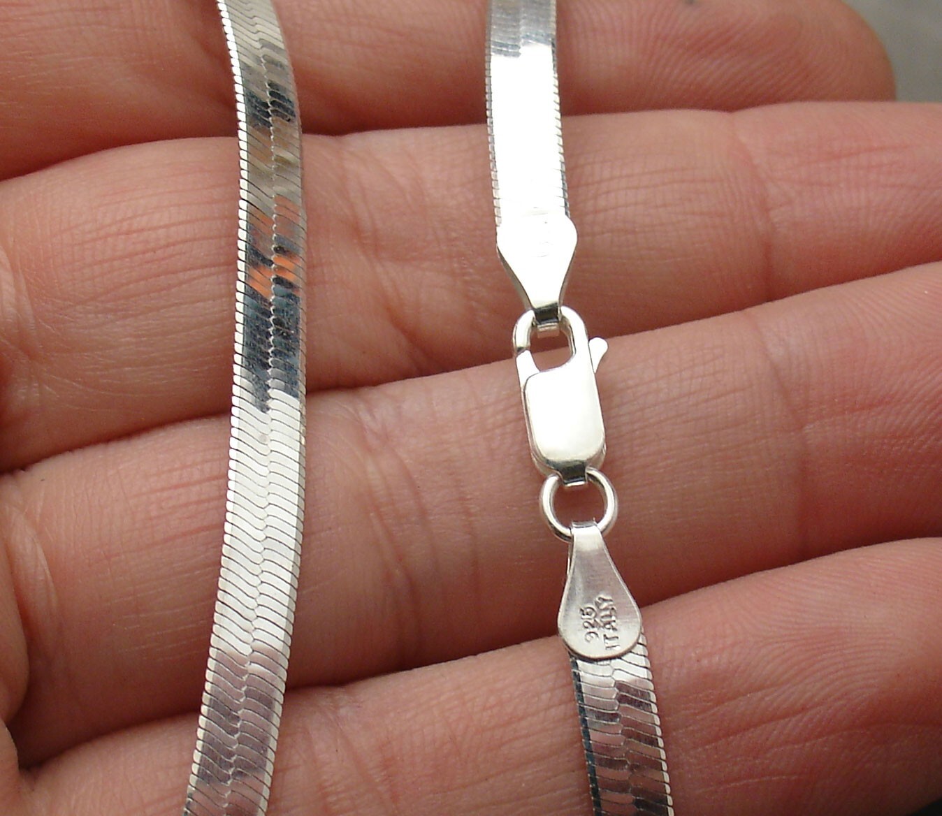 16″ Reversible Greek Key Herringbone Chain Necklace Solid 925 Sterling Silver