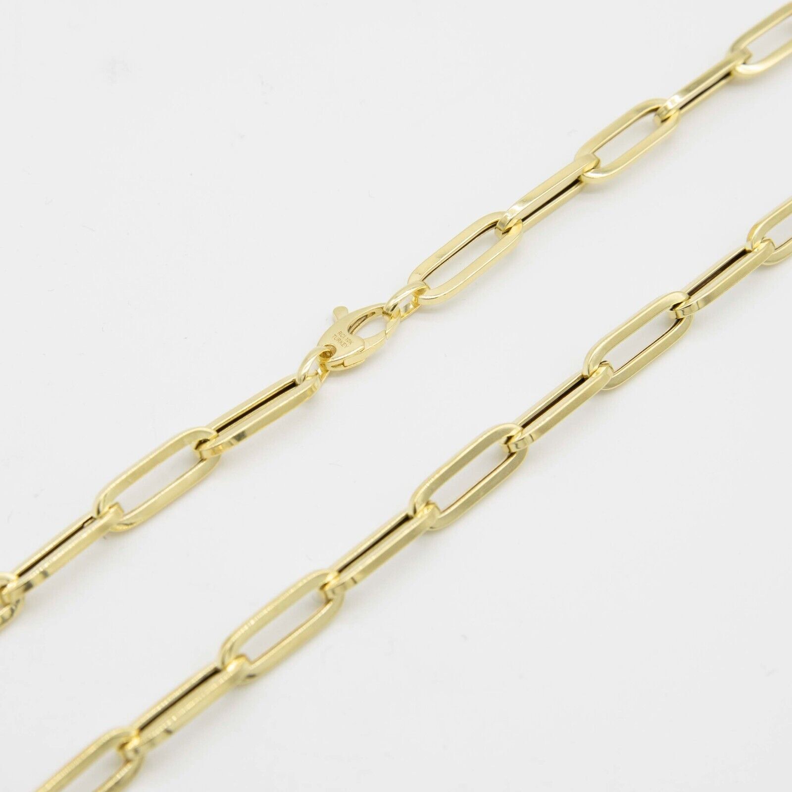 6mm Paperclip Link Chain Necklace 10K Real Yellow Gold All Sizes
