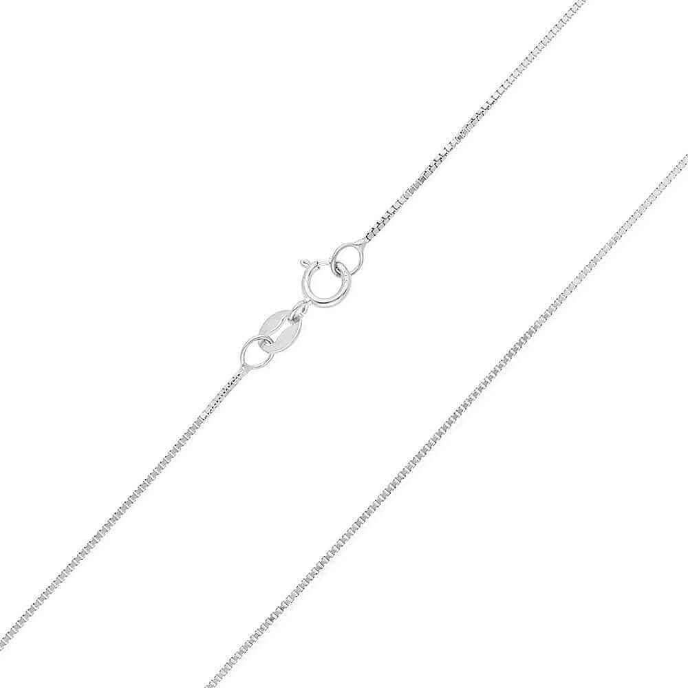 Solid 14k Real Gold White Gold 0.5 mm Diamond-Cut Box Chain Necklace 16″