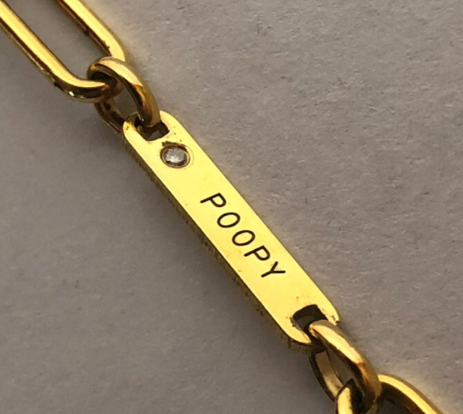 Gold Vermeil Sterling Silver Paperclip ID: Poopy Diamond Necklace 20.5″ [065GRA]