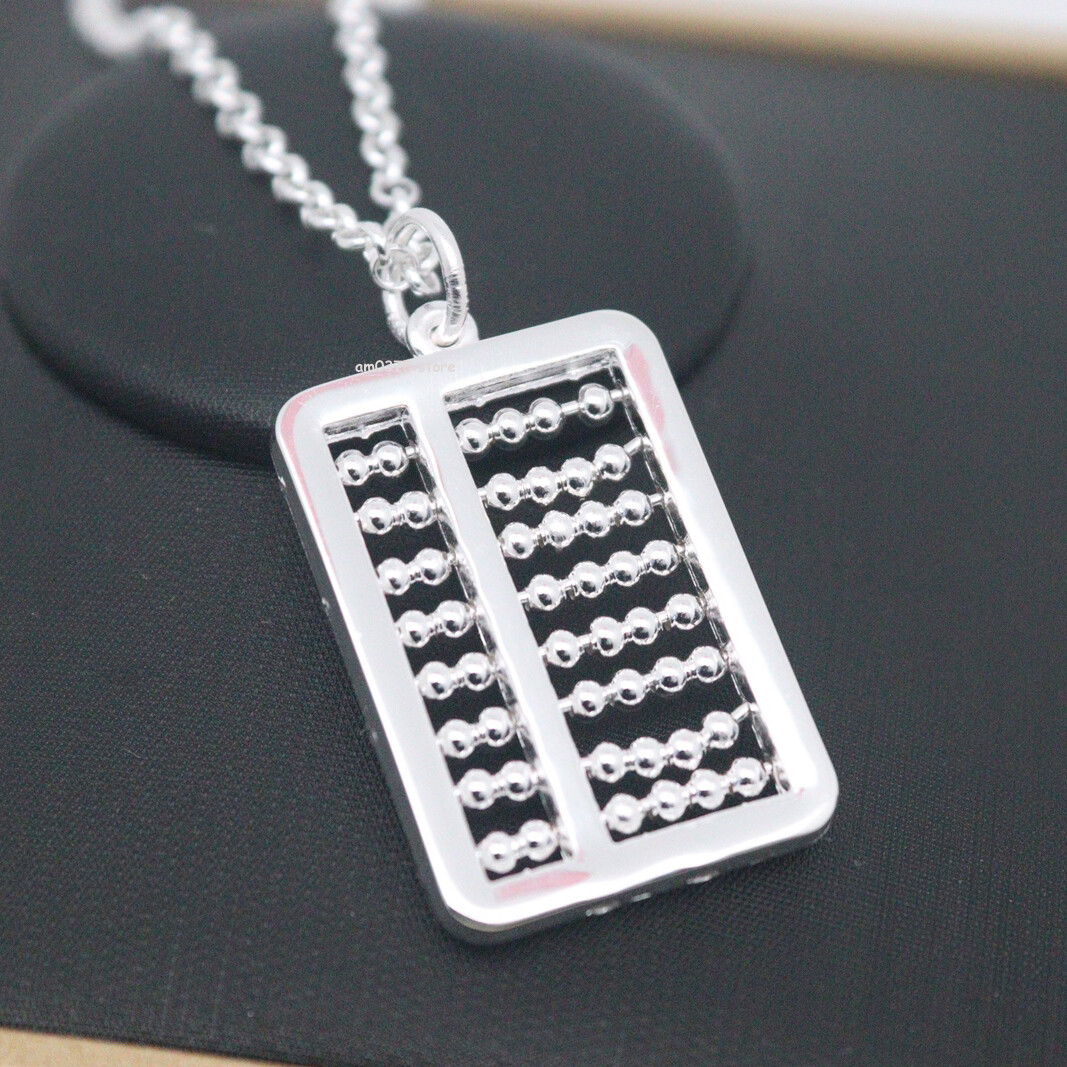 Pure 999 Fine Silver Pendant Lucky Abacus Women Men’s Pendant 1.42inchH Gift