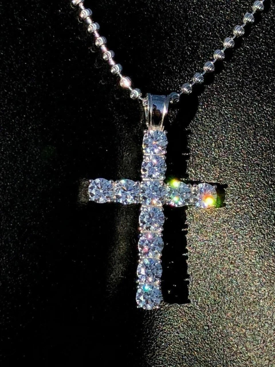 1Ct Round Cut Lab-Created Diamond Cross Necklace Pendant 14K White Gold Plated