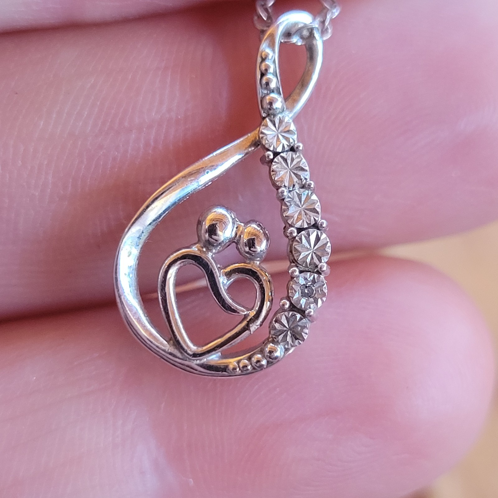 Sterling Silver Mother and Child Necklace