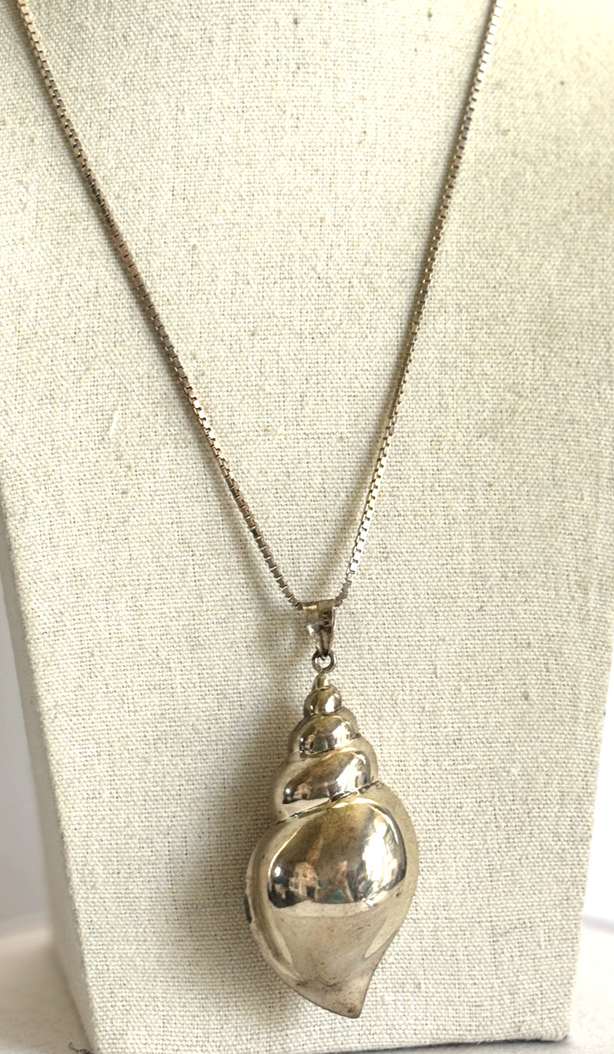 Large 3 ” sterling silver 925 seashell pendant necklace 21″ Milor Italy chain