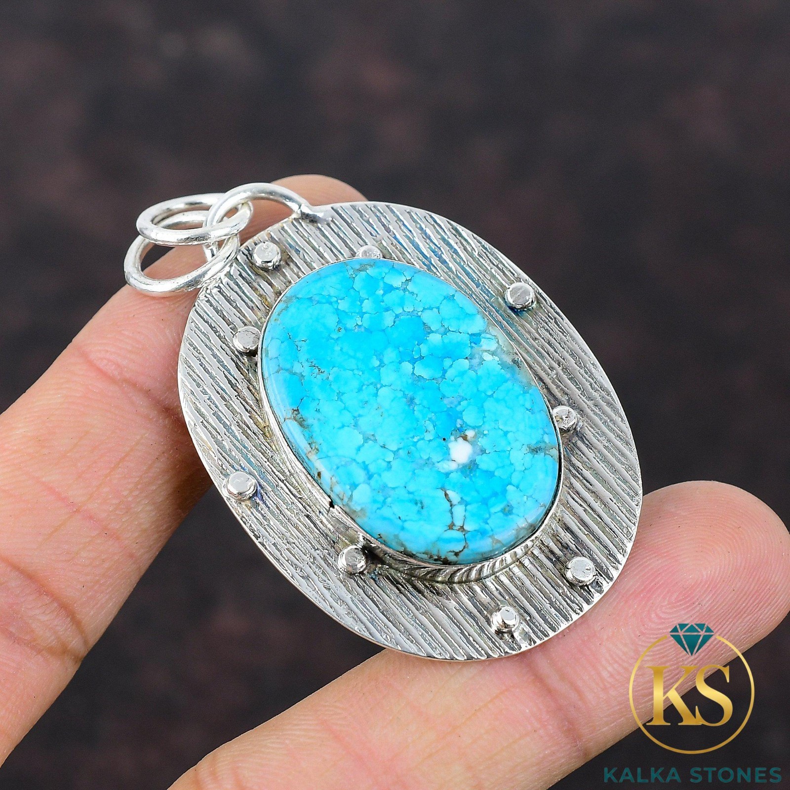 Valentines Sale Tibetan Turquoise Gemstone Pendant Jewelry 925 Sterling Silver