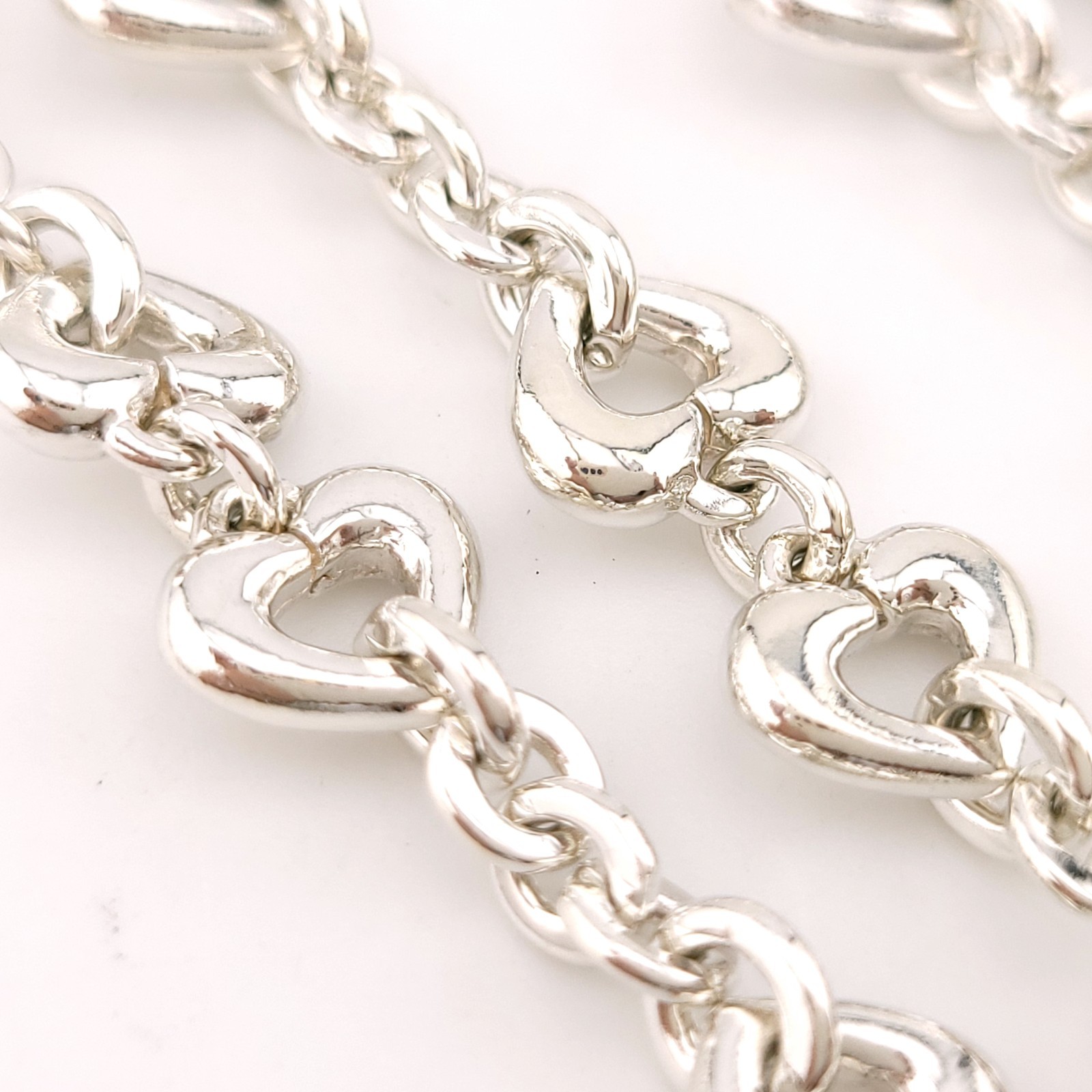 New Birks & Mayors Sterling Silver Heart Chain Link 32″ in Necklace 72 Grams