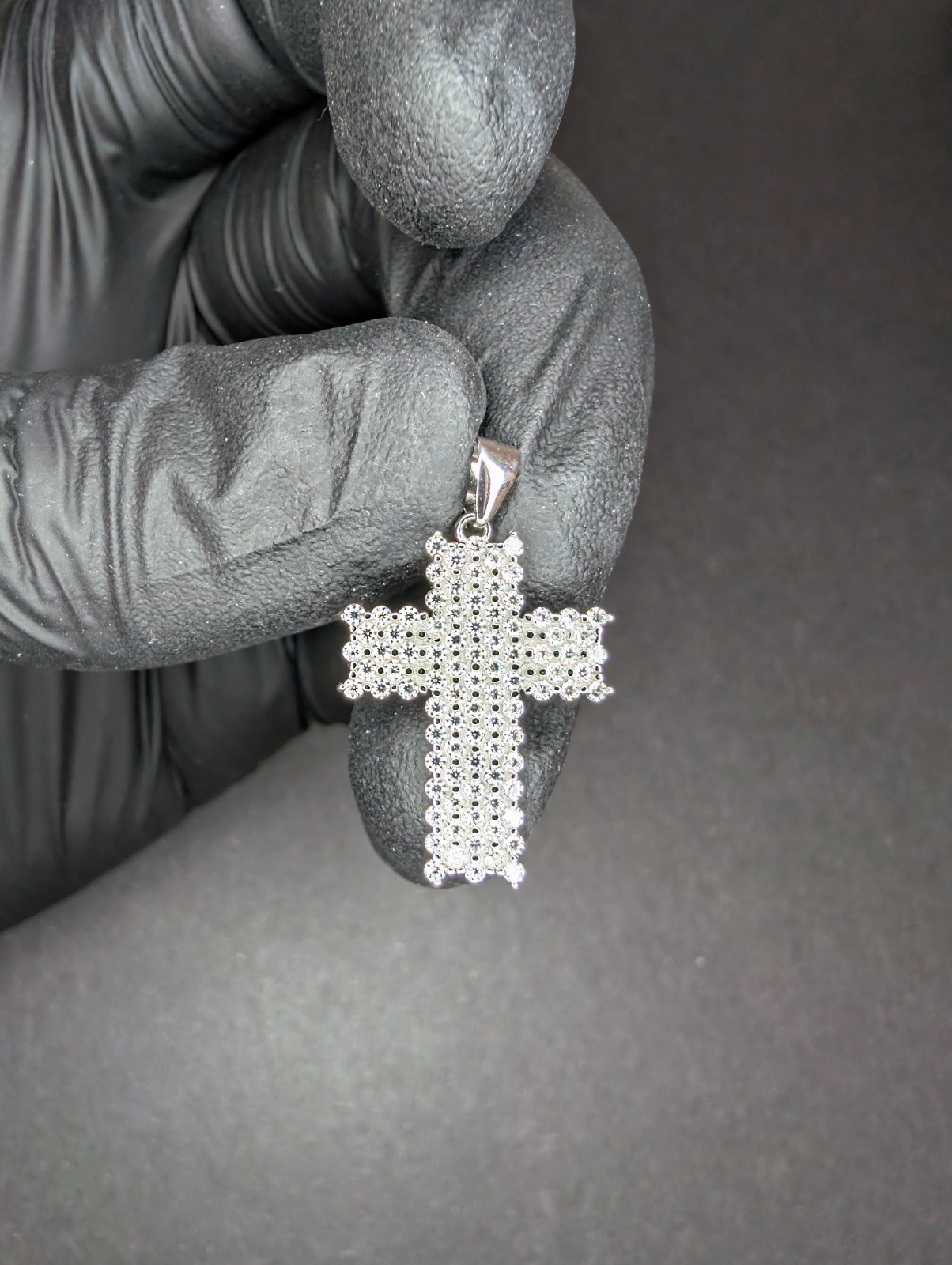 Solid 925 Silver Iced Out VVS D Color Moissanite Squared Cross Pendant