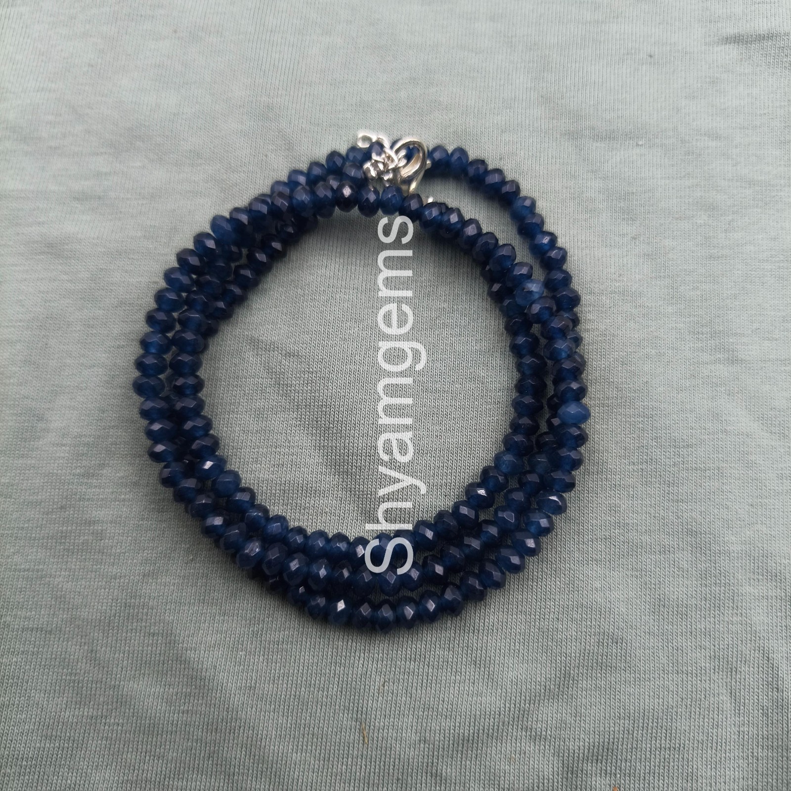 Blue Sapphire Necklace 4mm Round Beads, Natural Sapphire Gemstone Necklace, Sep