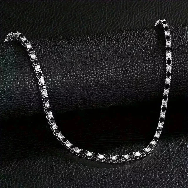20Ct Round Cut Lab Created Black Diamond Tennis Necklace 14K White Gold Plated