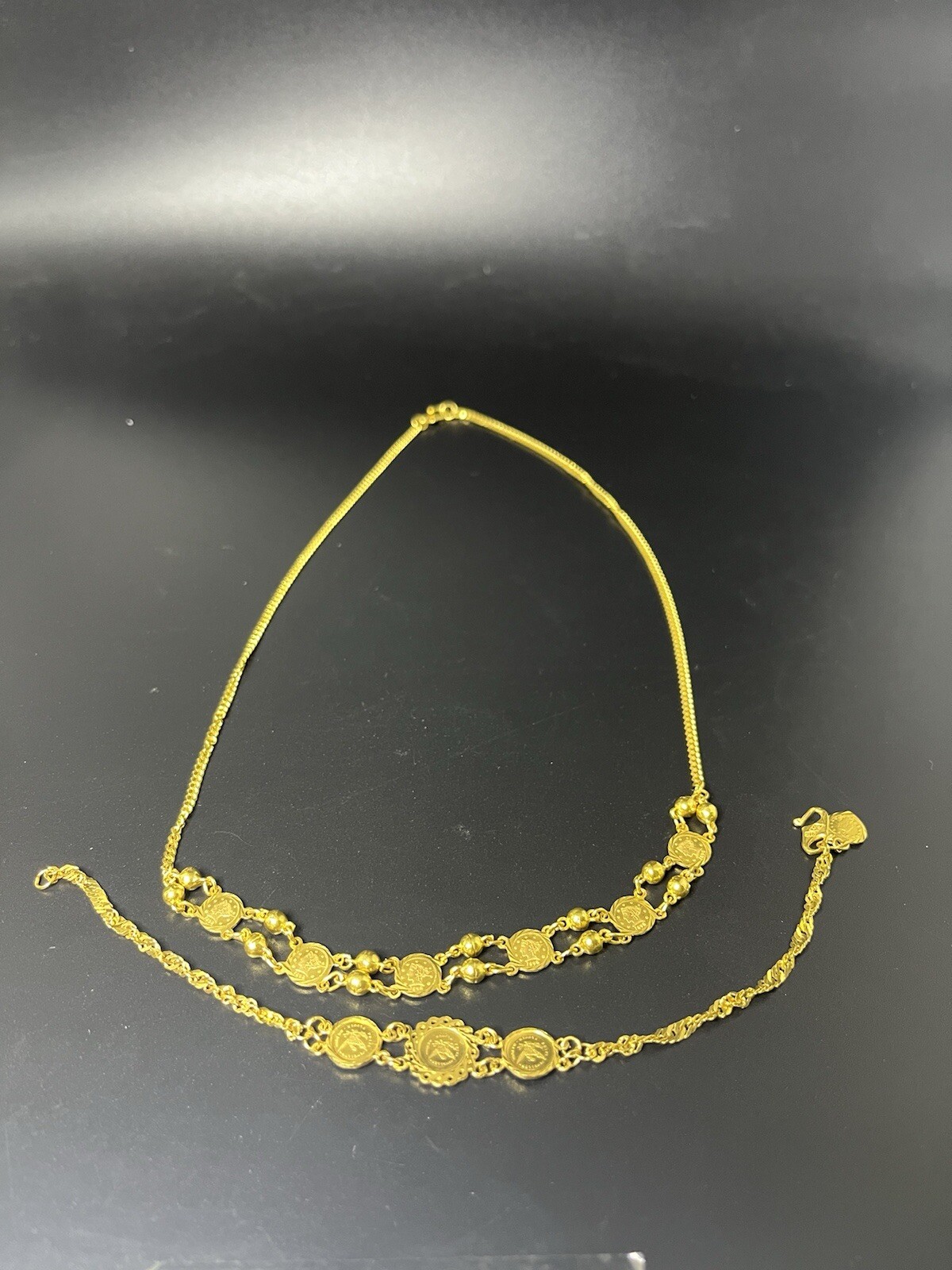 22K solid gold 916 Saudi gold necklace bracelet set