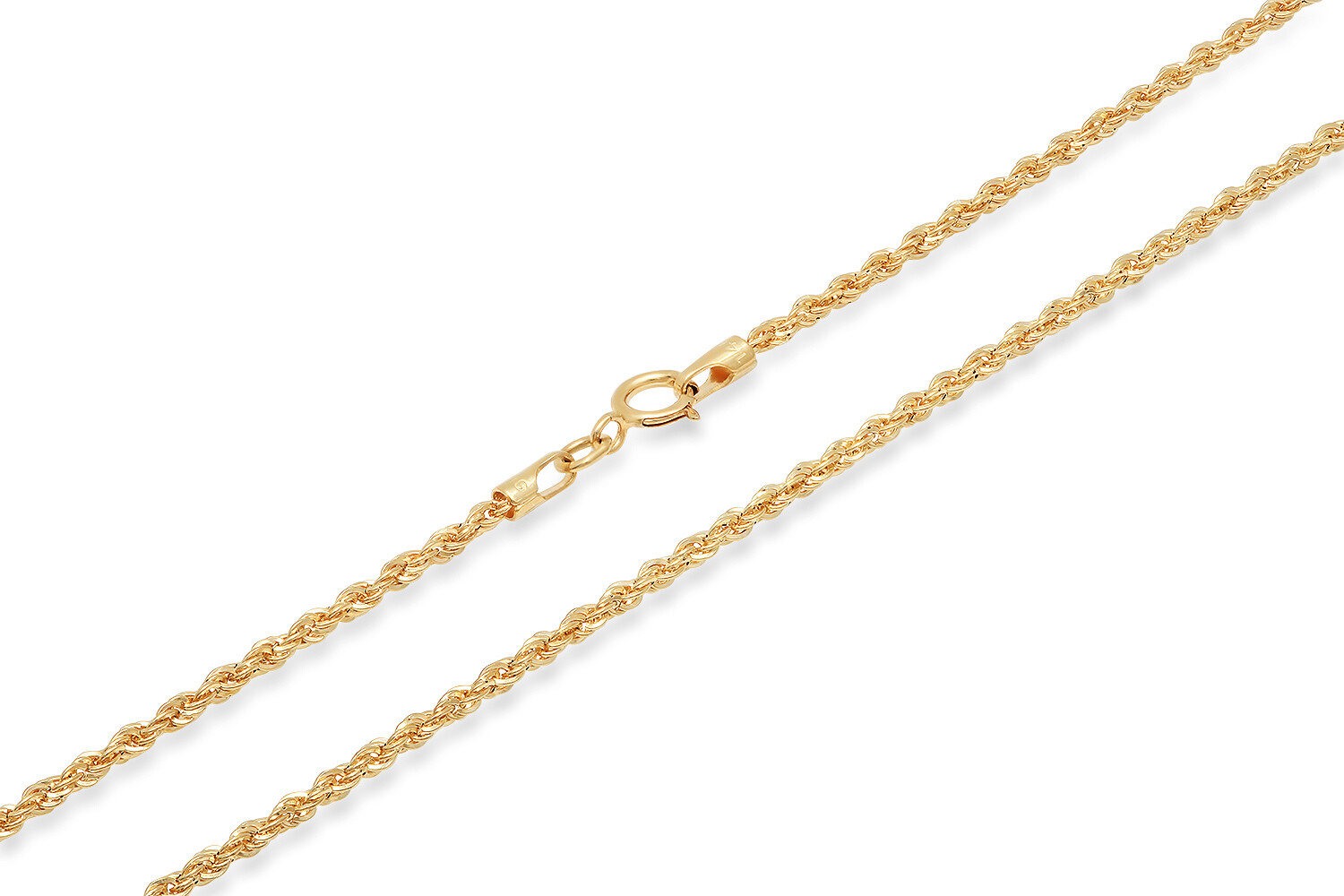 14k Yellow Gold 1.5mm-2.5mm Italy Rope Chain Twist Link Necklace 16″-30″ Hollow