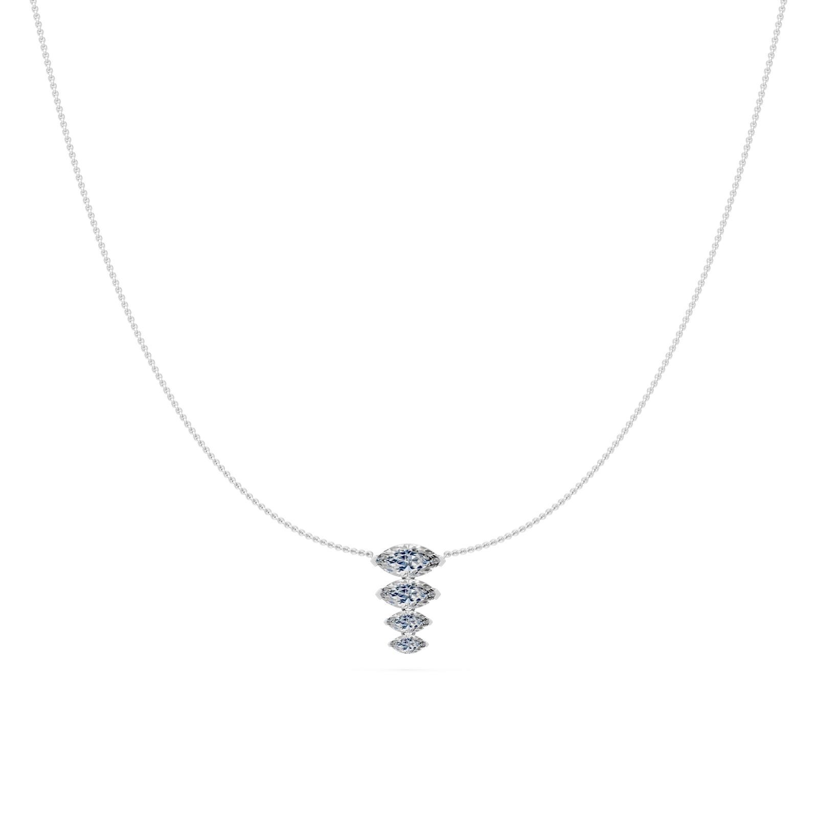 1.3 Ct Marquise Cut Diamond Pendant Necklace VS1 D-F White Gold 14k