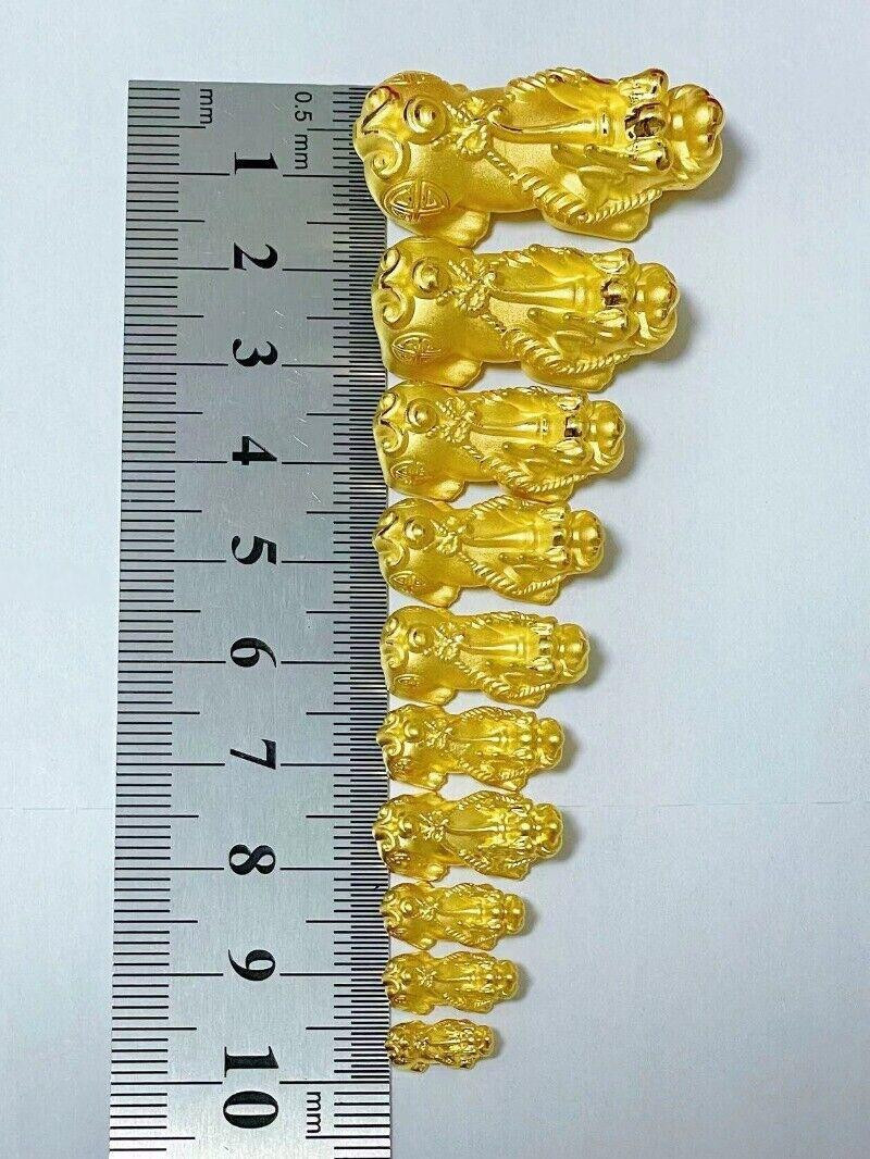 1pcs Real 24K Yellow Gold 999 Dragon Pixiu Men Women Bracelet Pendants