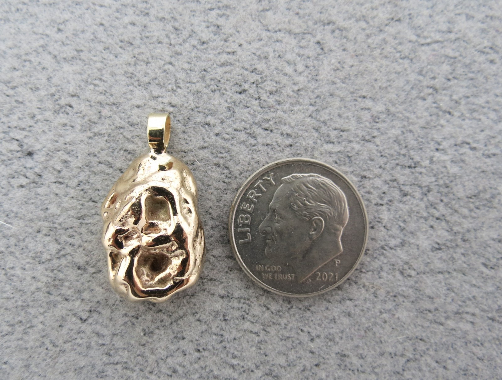 Antique Custom Jeweler Made 10K Yellow Gold Nugget Pendant from Class Ring 9.04g